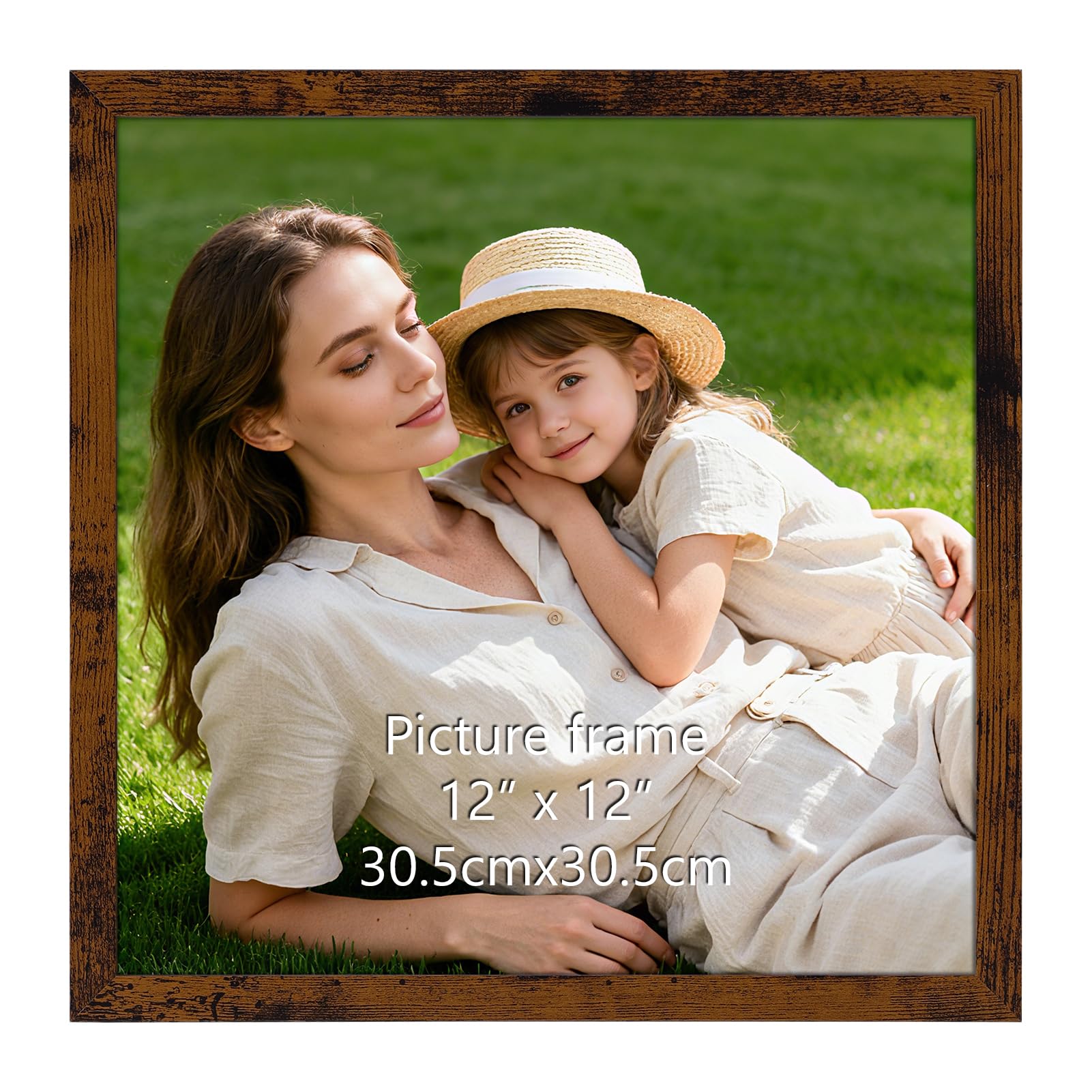 Vasemouh Brown 12x12 Photo Frame, Vintage MDF Wooden Picture Frame for Living Room, Bedroom and Office, Wall or Tabletop Display, Vertical or Horizontal, Single
