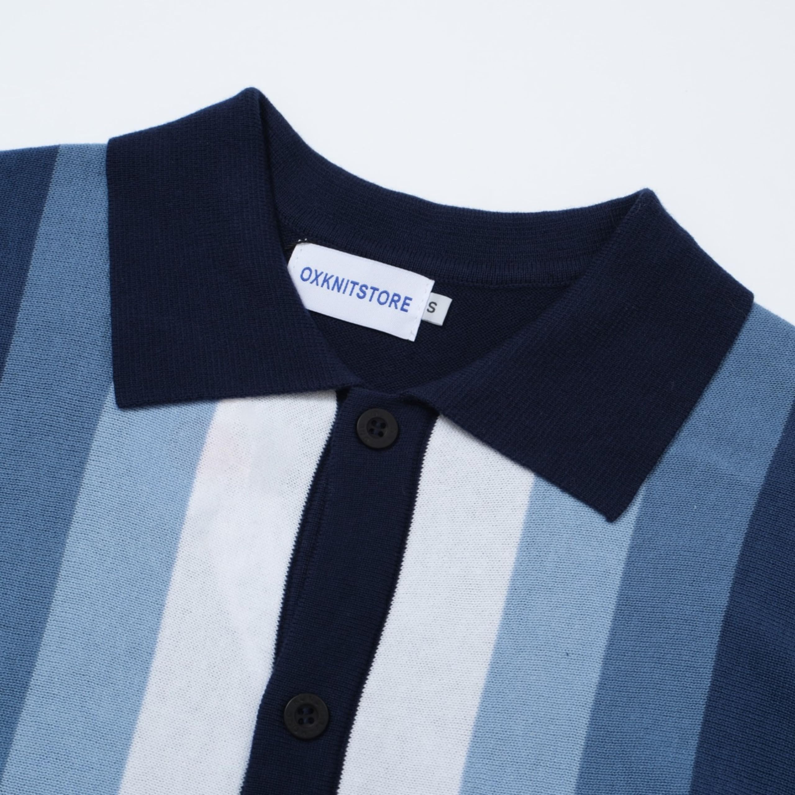 OXKNIT - Polo de punto retro a rayas para hombre, estilo vintage de los años 60, con botones clásicos