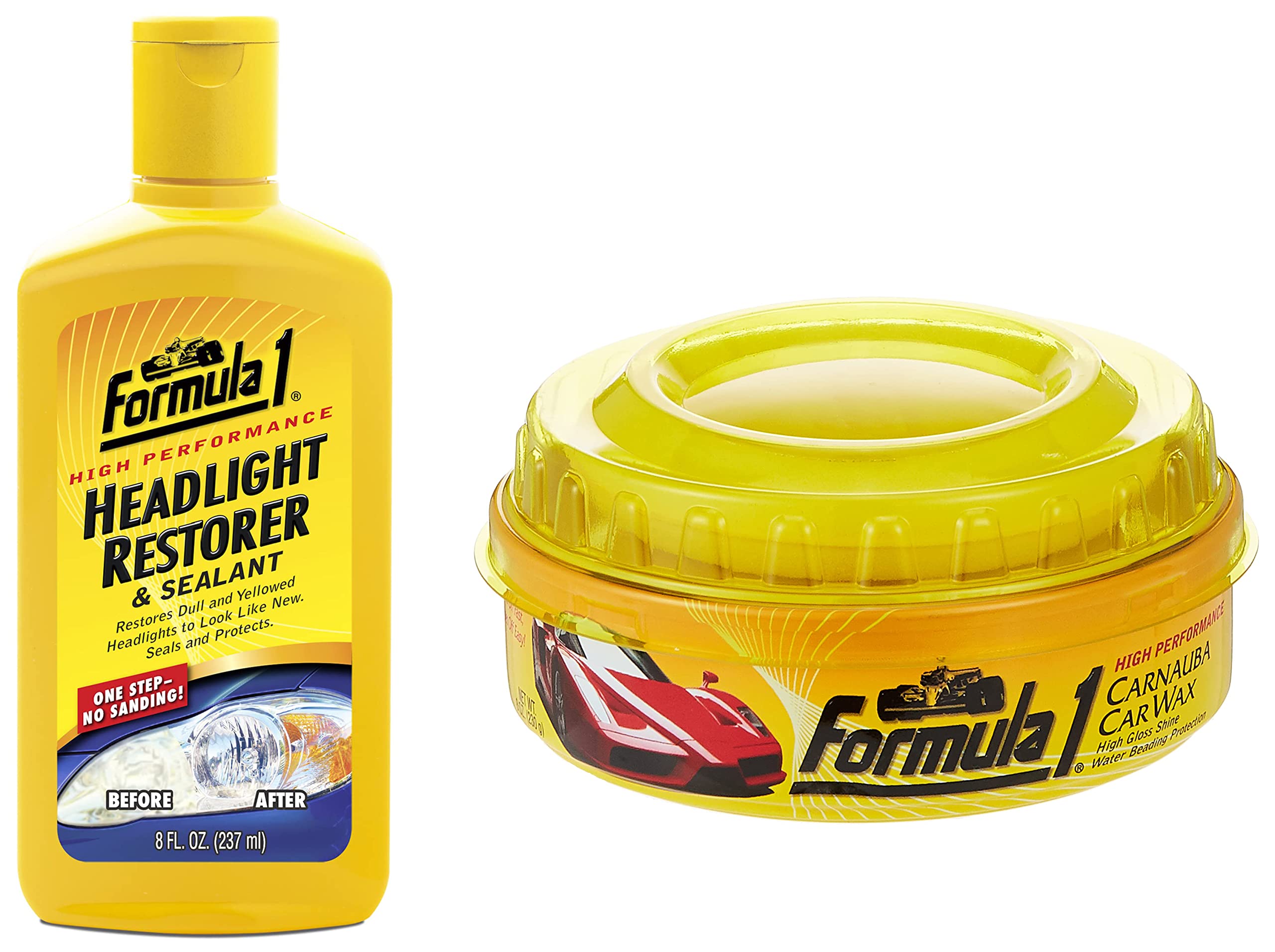 Formula 1 615026 Carnauba Paste Wax (230 g) & Formula 1 615874 Headlight Restorer (237 ml)