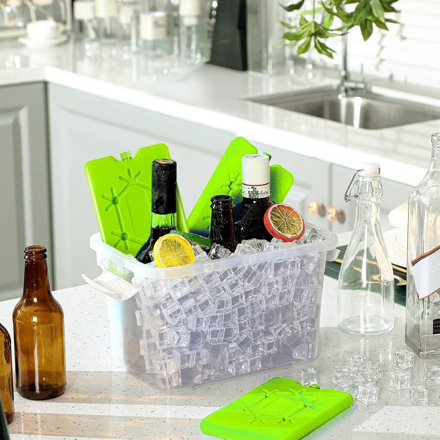Ghiaccio per Borsa Termica, Ghiaccioli per Borsa Frigo, Mattonelle Ghiaccio | 4 Pz Tavolette Ghiaccio,200 ML Ghiaccioli per Borsa Frigo Piatto,Elementi Refrigeranti per Borsa Termica e Frigo da Campeggio