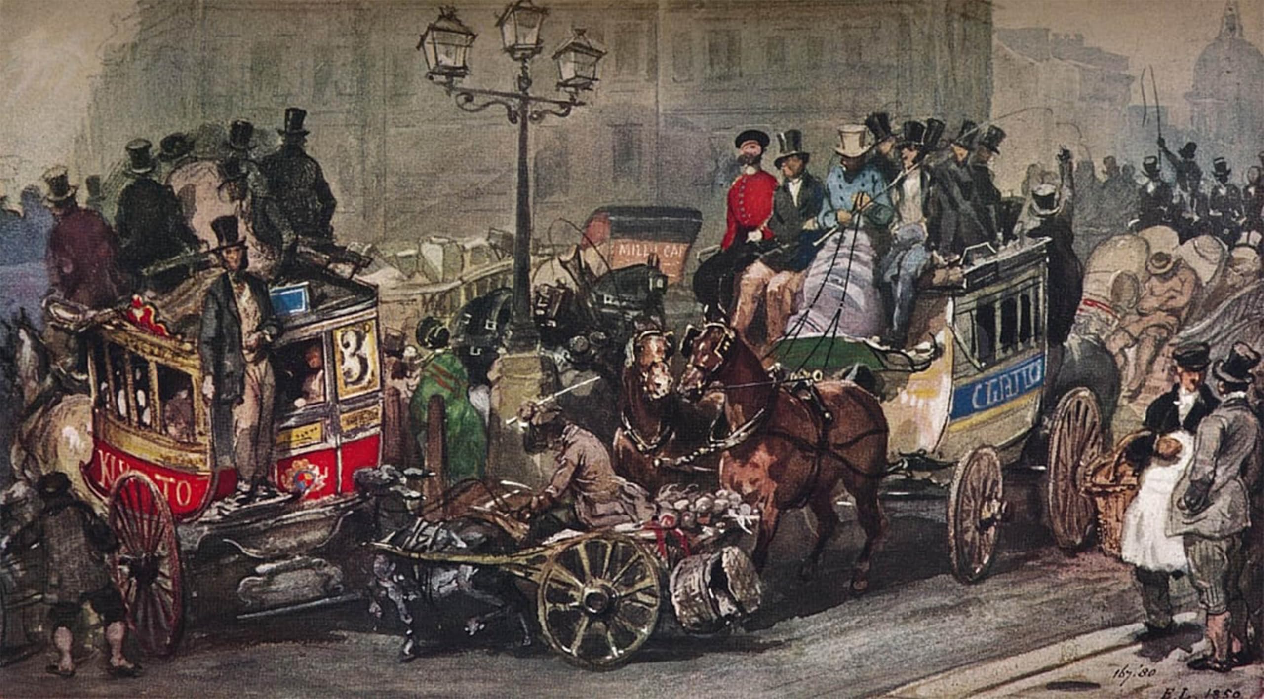 ARTXLXXBN Famous Art Print Poster Vintage Wall Art Traffic Trouble in by Eugene Louis Lami Canvas Art Poster for Home Decor 60x90cm
