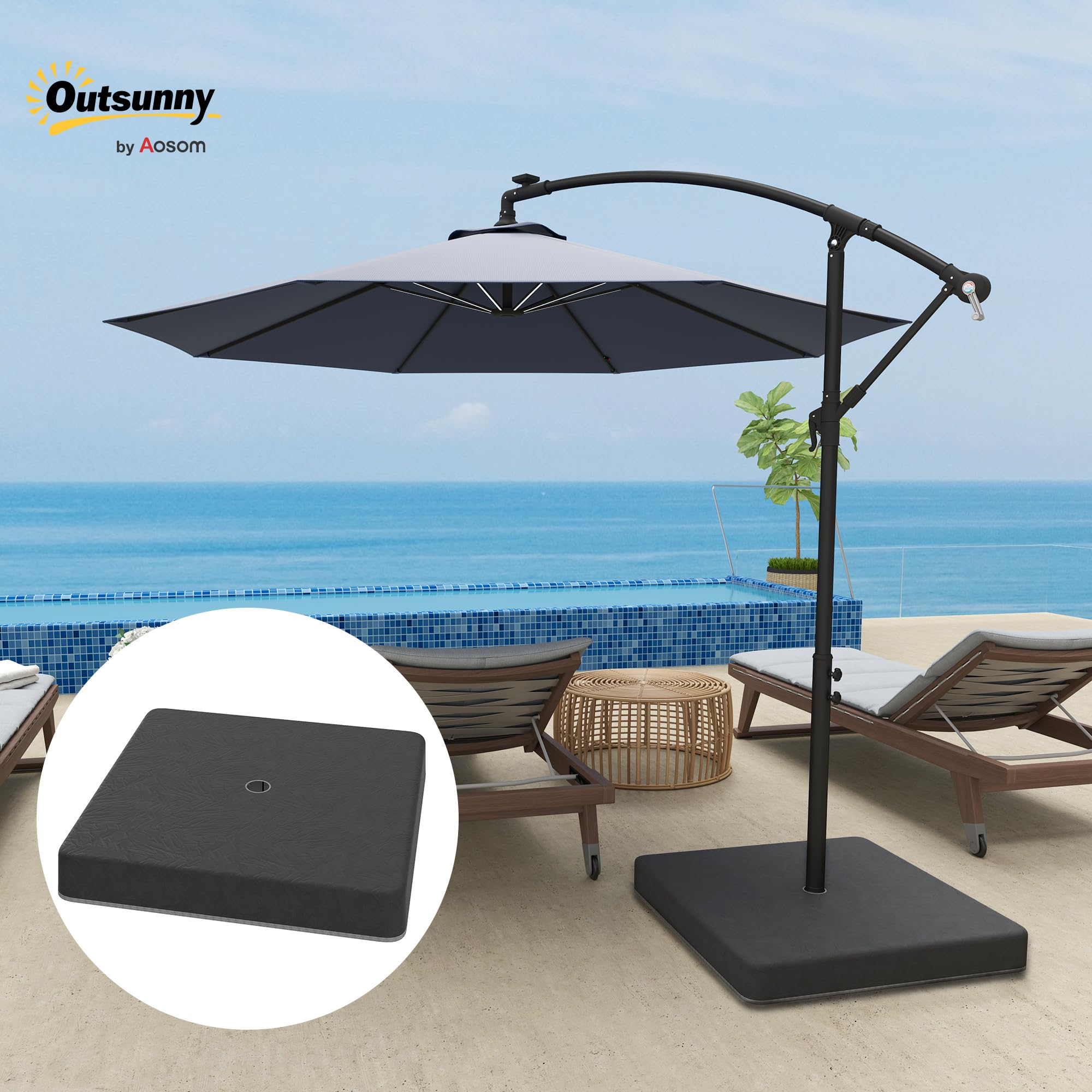 Outsunny Juego de 4 Pesas 80 kg para Base de Sombrilla de Voladizo Negro