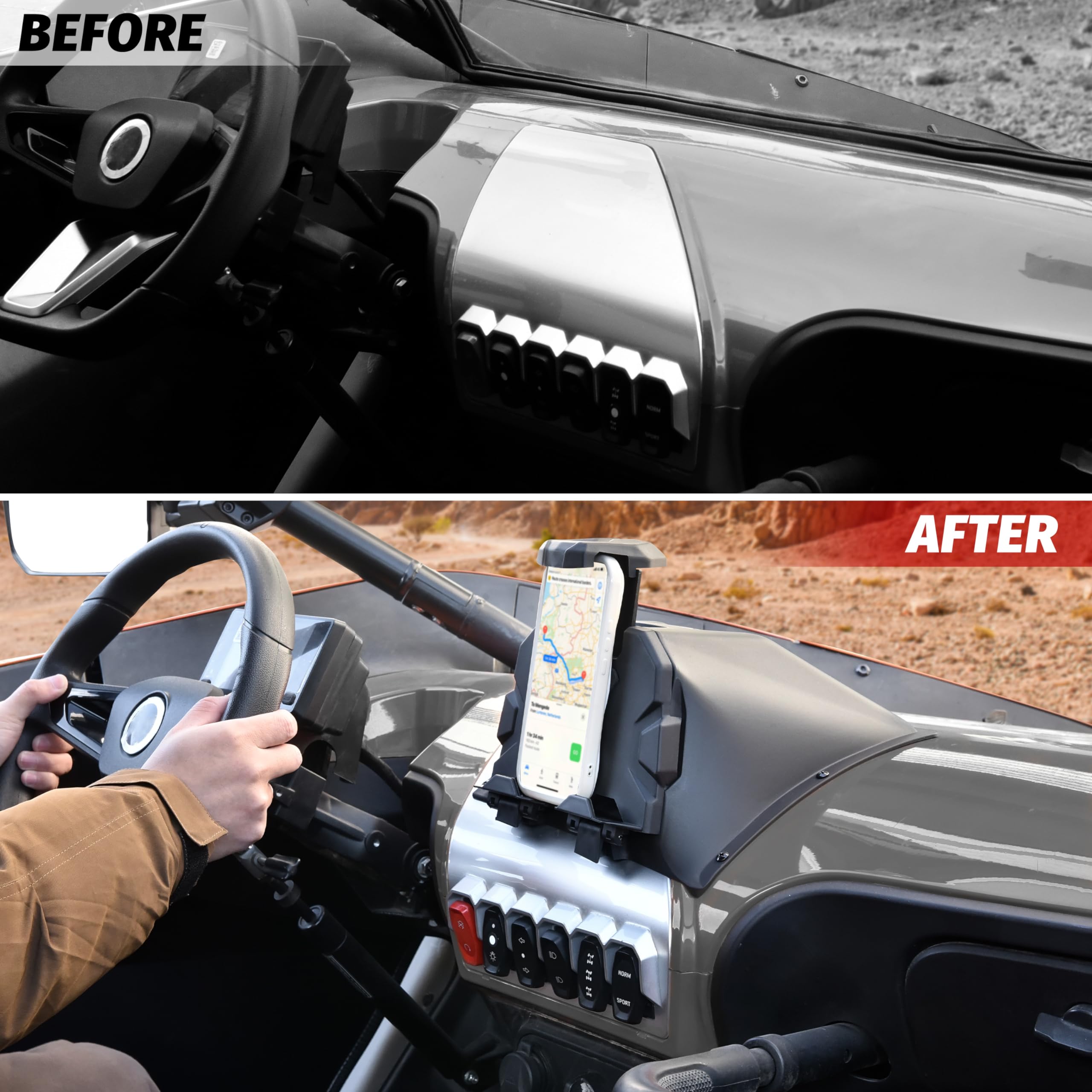 SAUTVS Tablet Phone Holder for CFMOTO ZFORCE 950 20-24, Adjustable Electronic Device Holder GPS Navigator Bracket Mount with Storage Box for CFMOTO ZForce 950 HO EX Sport 2020-2024 Accessories