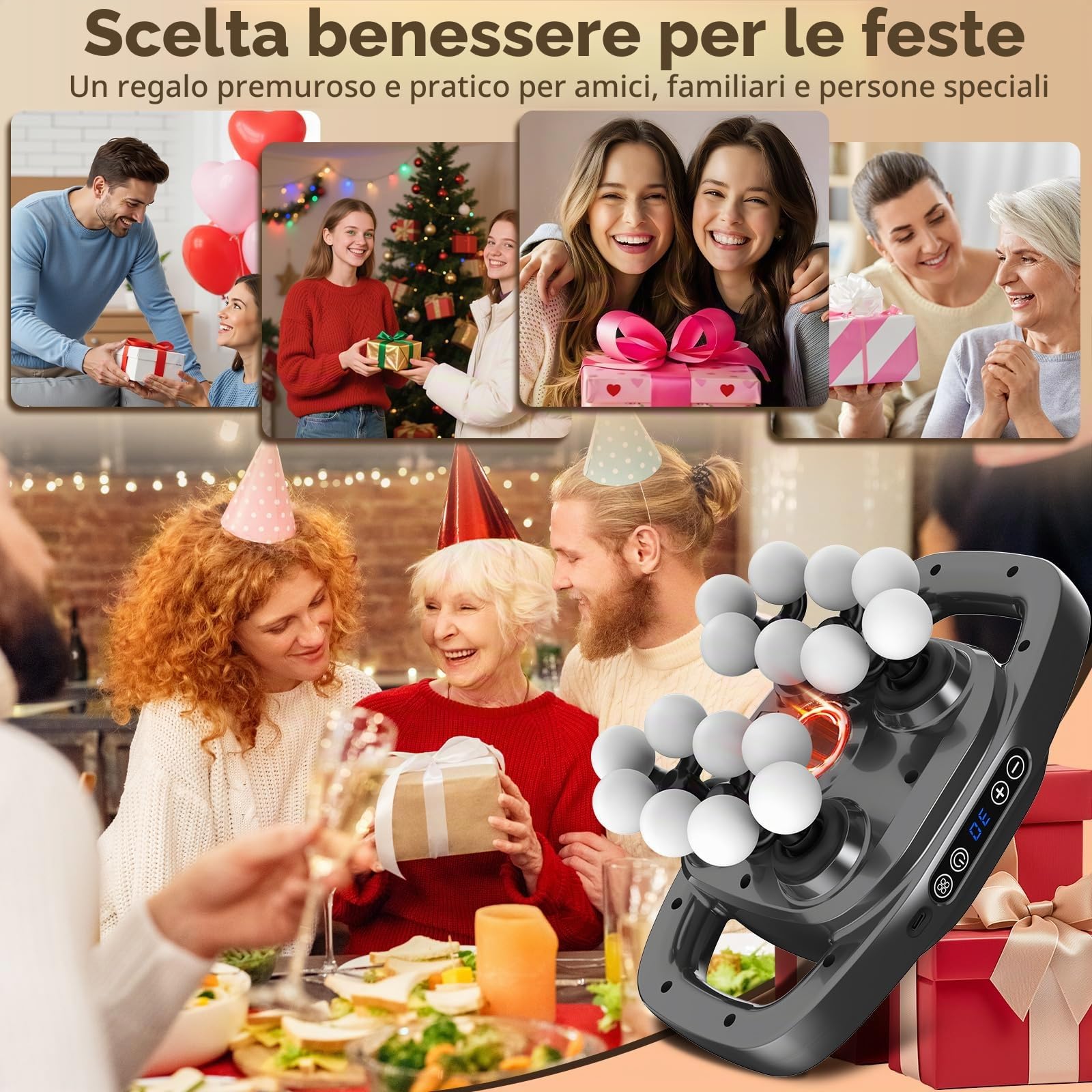 Pistola per Massaggi | 16 Teste, 3 Modalità e 30 Velocità, Silenziosa 35dB, Recupero Sportivo
