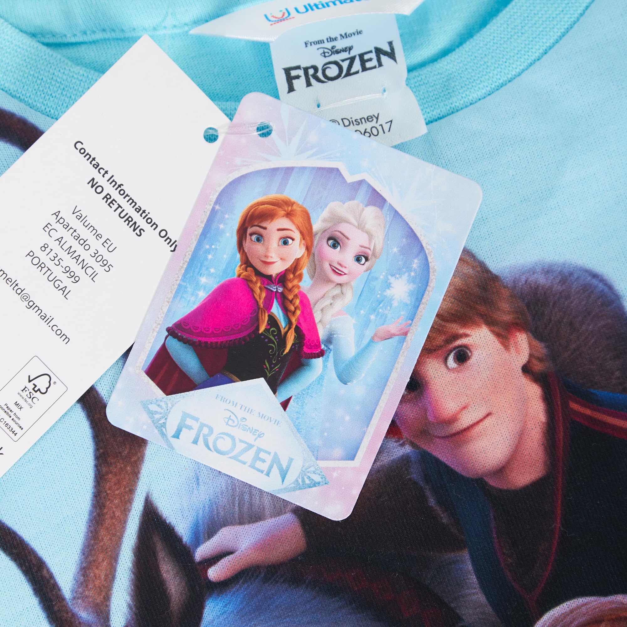 Disney Confezione da 3 magliette di Frozen, per bambini, con Elsa e Anna, in cotone, idea regalo
