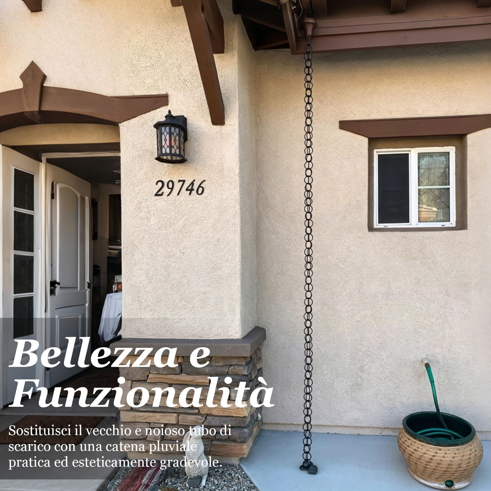 Catena per grondaia alluminio,catena raccogli pioggia grondaia,Resistente alla Ruggine,per Grondaie,Giardino,Cortile,Drenaggio,Decorazione per Esterni,Elegante e Funzionale Anelli per Adattarsi