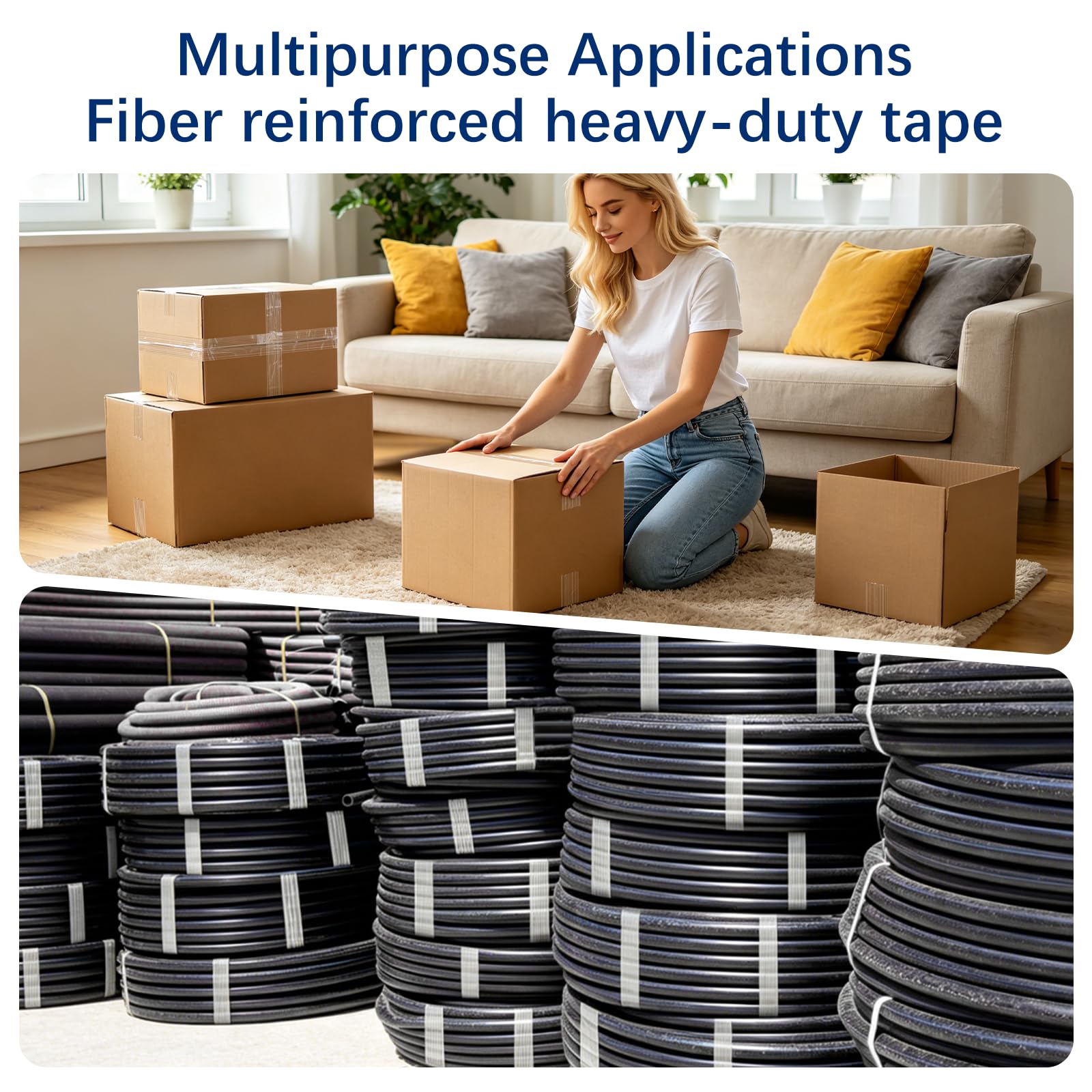 Heavy Duty Filament Tape - 6 Rolls 2" x 35Yd -7 Heavy Duty Filament Tape - 6 Rolls 2" x 35Yd -7