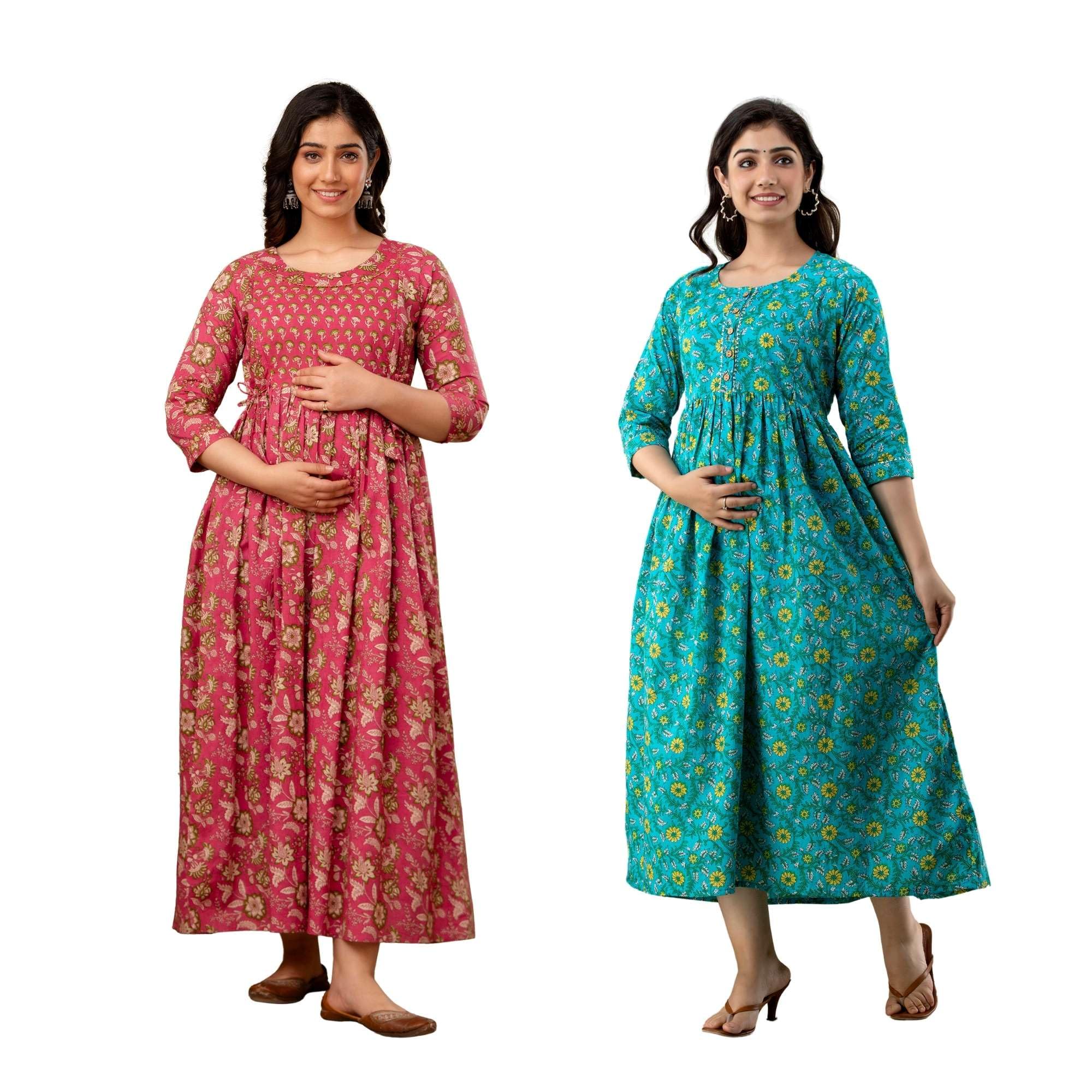 murli kurti Maternity Feeding Kurtis for Women Cotton Pack of 2 | Printed Pregnancy Combo Dresses for Women | Comfortable Regular Fit Maxi Kurta-picture-11