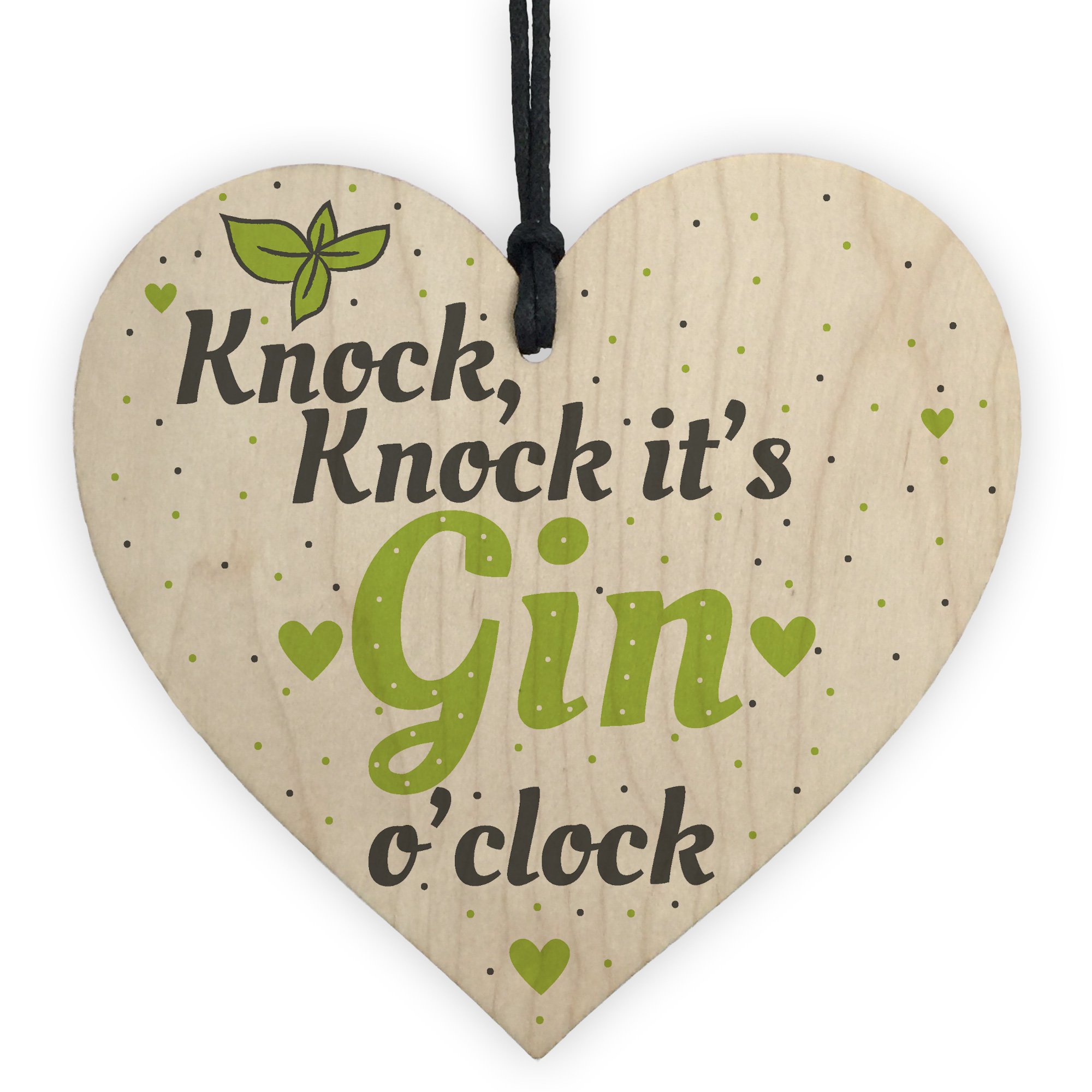 Red Ocean Gin O Clock Wooden Heart Plaque Novelty Friendship Alcohol Birthday Gift Bar Kitchen Home Decor