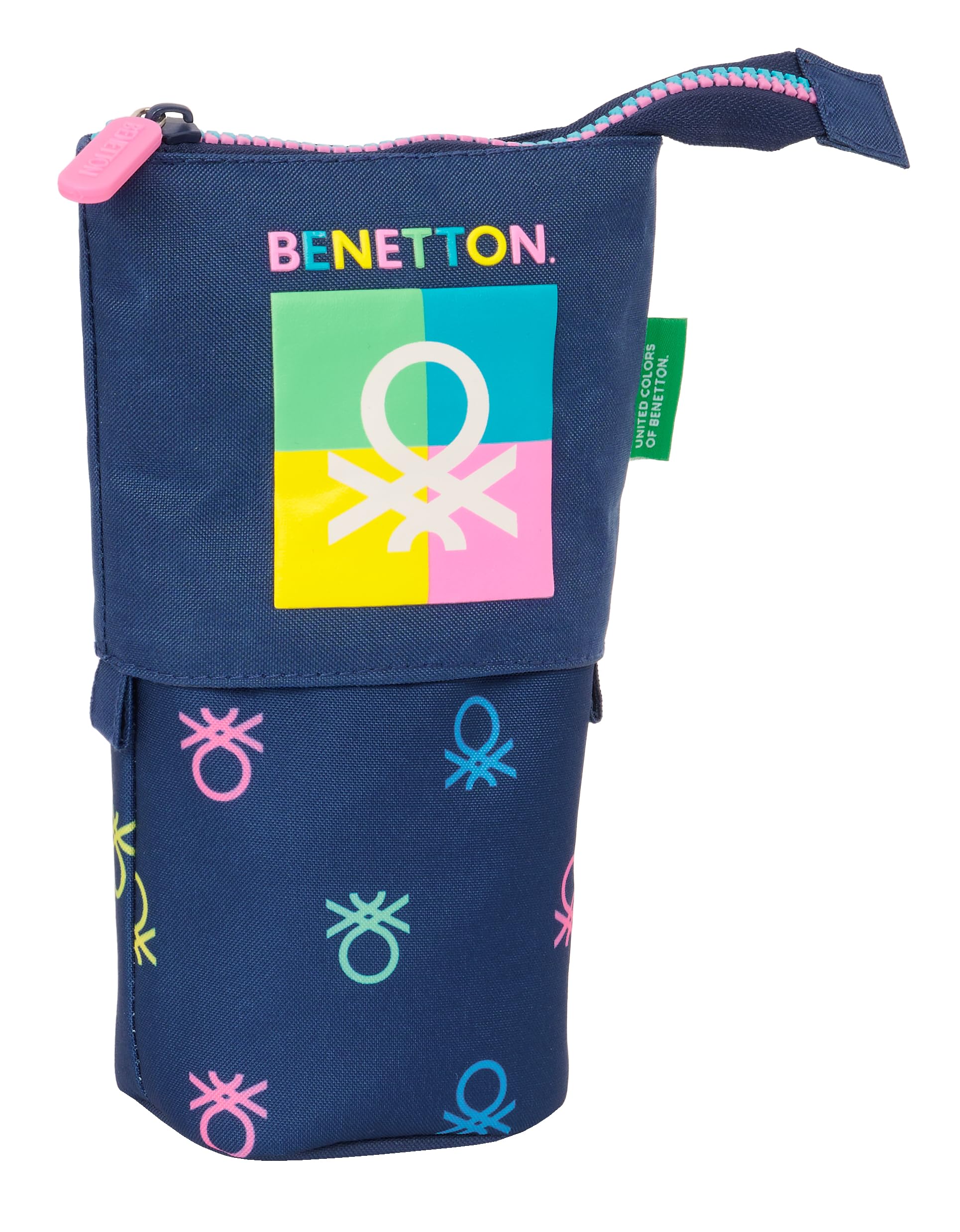 Safta Benetton Cool – Convertible Pencil Case, Children's Case, Child's Pencil Case, Ideal for School-Age Children, Comfortable and Versatile, Quality and Resistance, 8 x 6 x 19 cm, Navy Blue