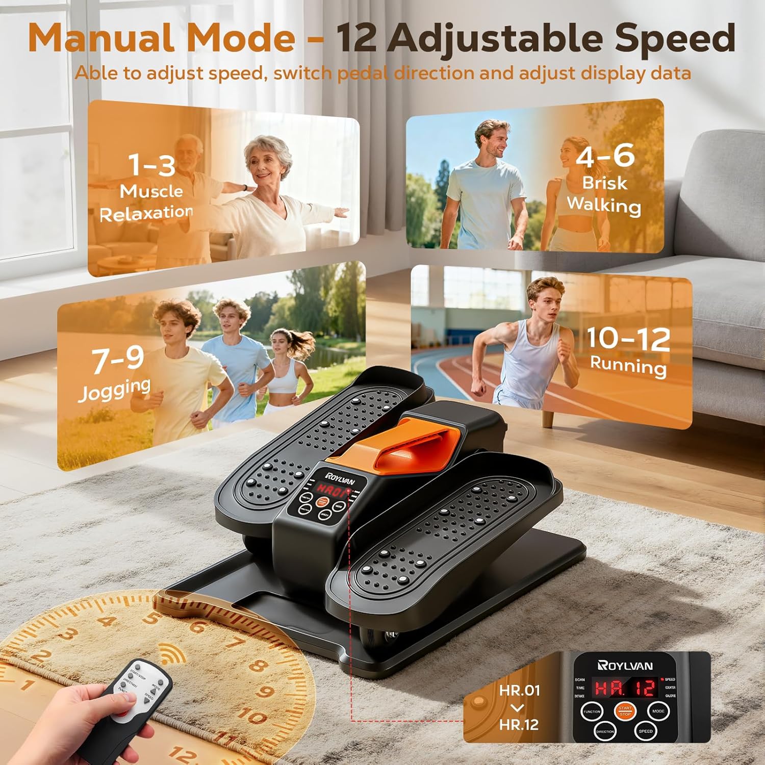 Under Desk Elliptical Machine, Electric Ellipse Leg Exercise as seen on TV, Quiet Seated Pedal Elliptical for Seniors with Remote Control for Home Office, 12 Adjustable Speeds - Image 3