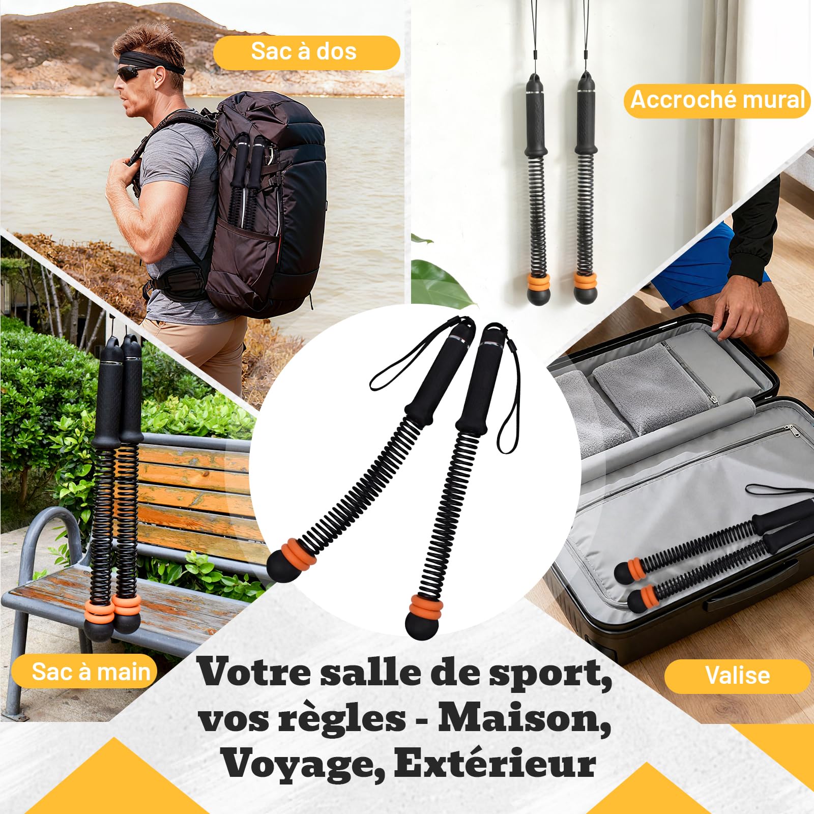 Corde de Combat sans Corde avec Poids Réglables, Outil de Fitness Silencieux Facile à Transporter pour la Sculpture Totale du Corps, Le Cardio et la Combustion des Graisses (Noir)