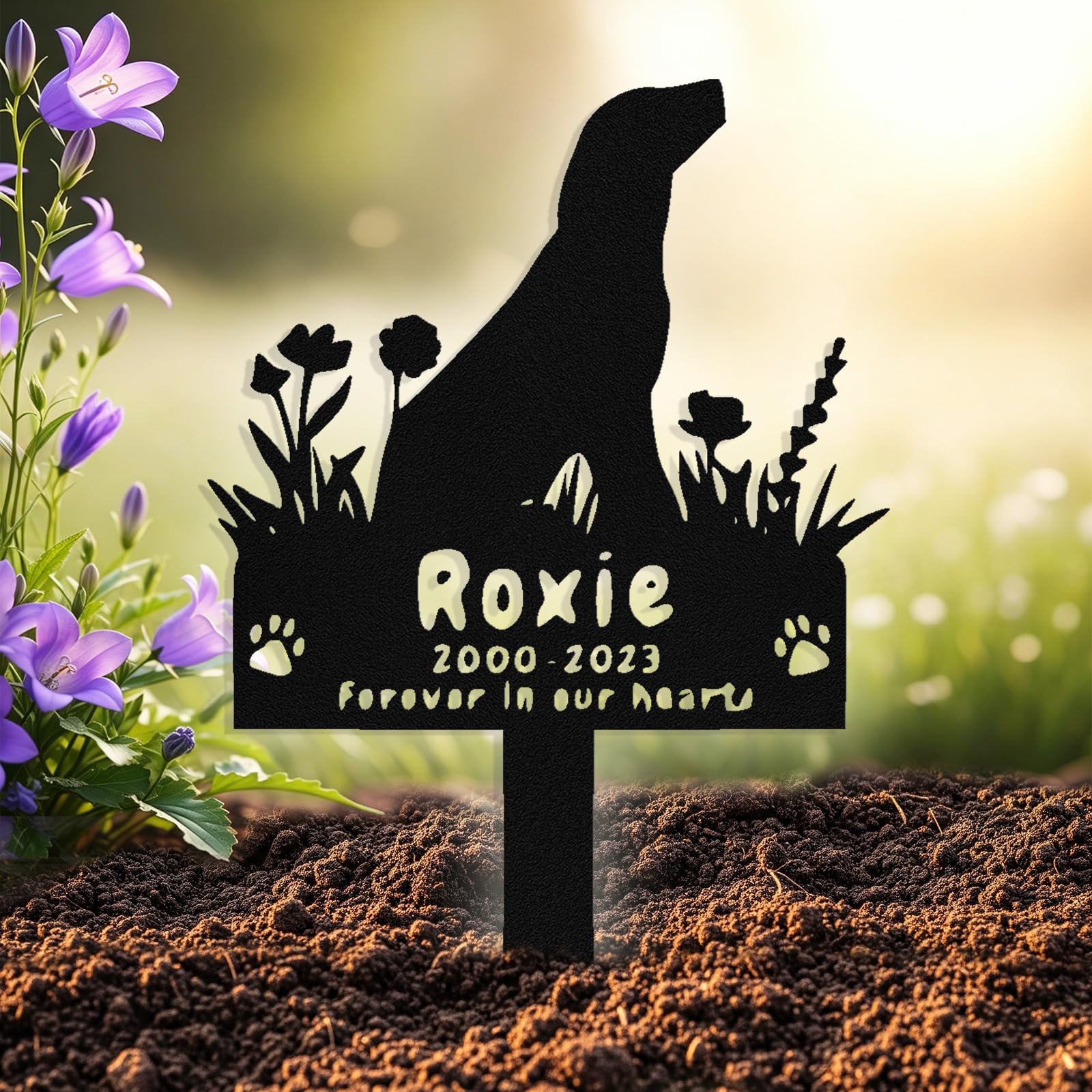 Custom Dog Grave Marker Outdoor, Personalized Metal Pet Memorial Grave