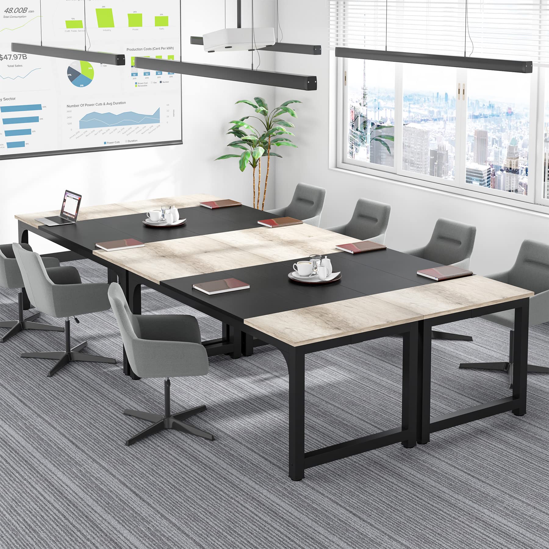 Tribesigns HOGA003937 biurko komputerowe, biurko biurowe, 180 x 80 x 75 cm, duży stół do laptopa, stacja robocza, stół do gier, do nauki, domowego biura, prosty montaż, wzornictwo przemysłowe, szary