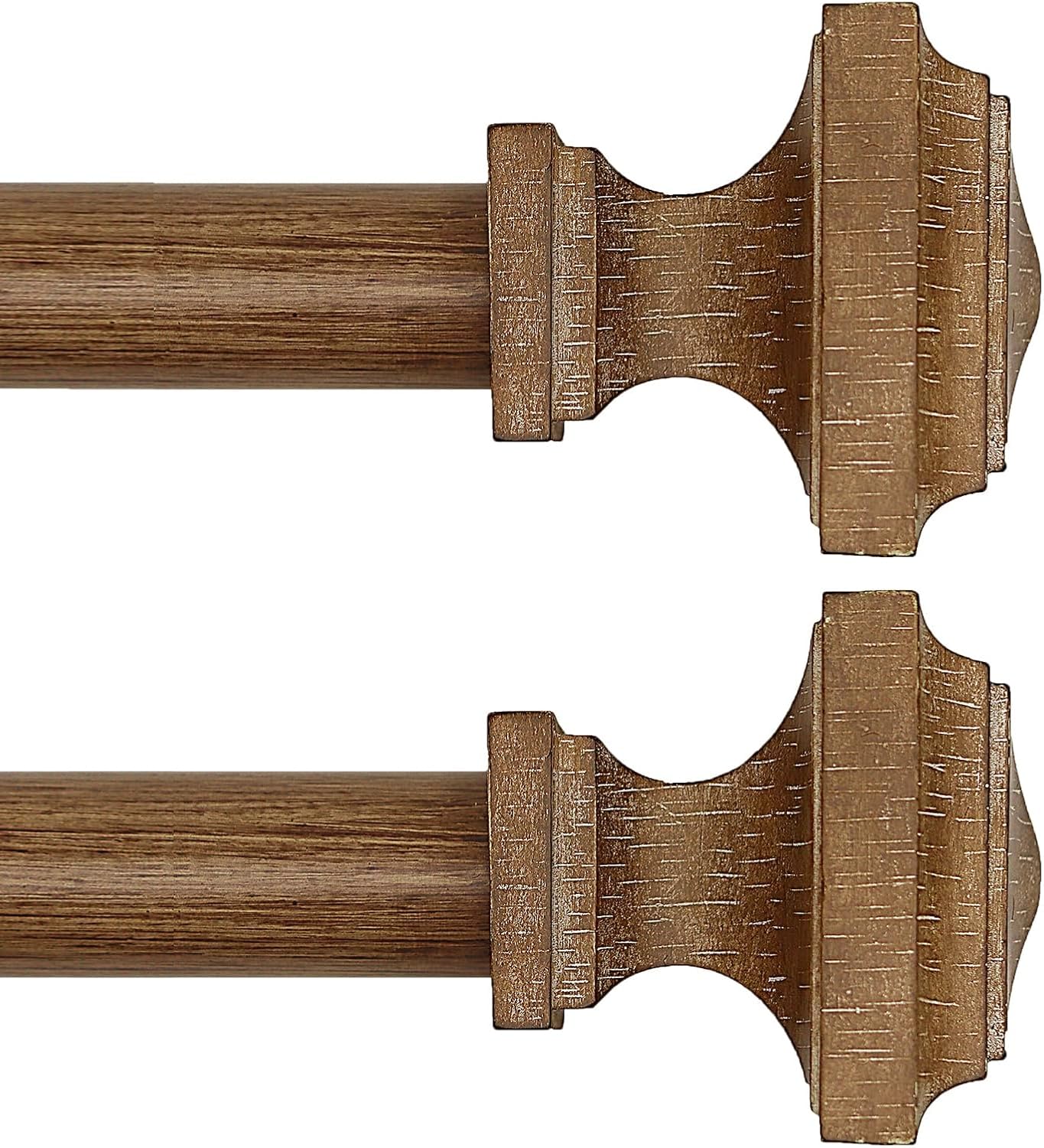 Photo 1 of 2 Pack Boho Rustic Adjustable Wood Curtain Rod 32-116 Inch, Wood