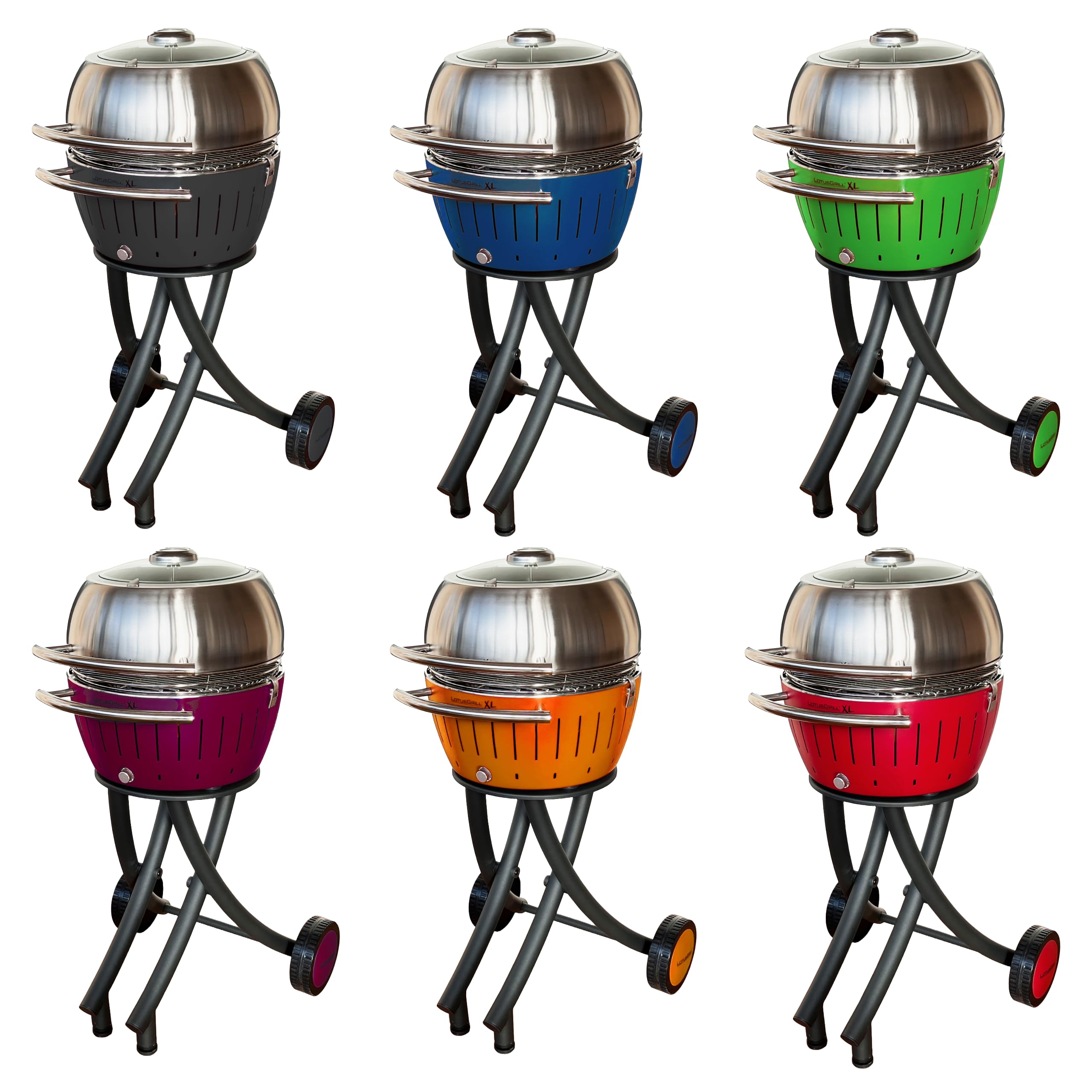 LotusGrill XL Gartengrill Set - Grillwagen mit Grillhaube XL aus Edelstahl (Pflaumenlila)