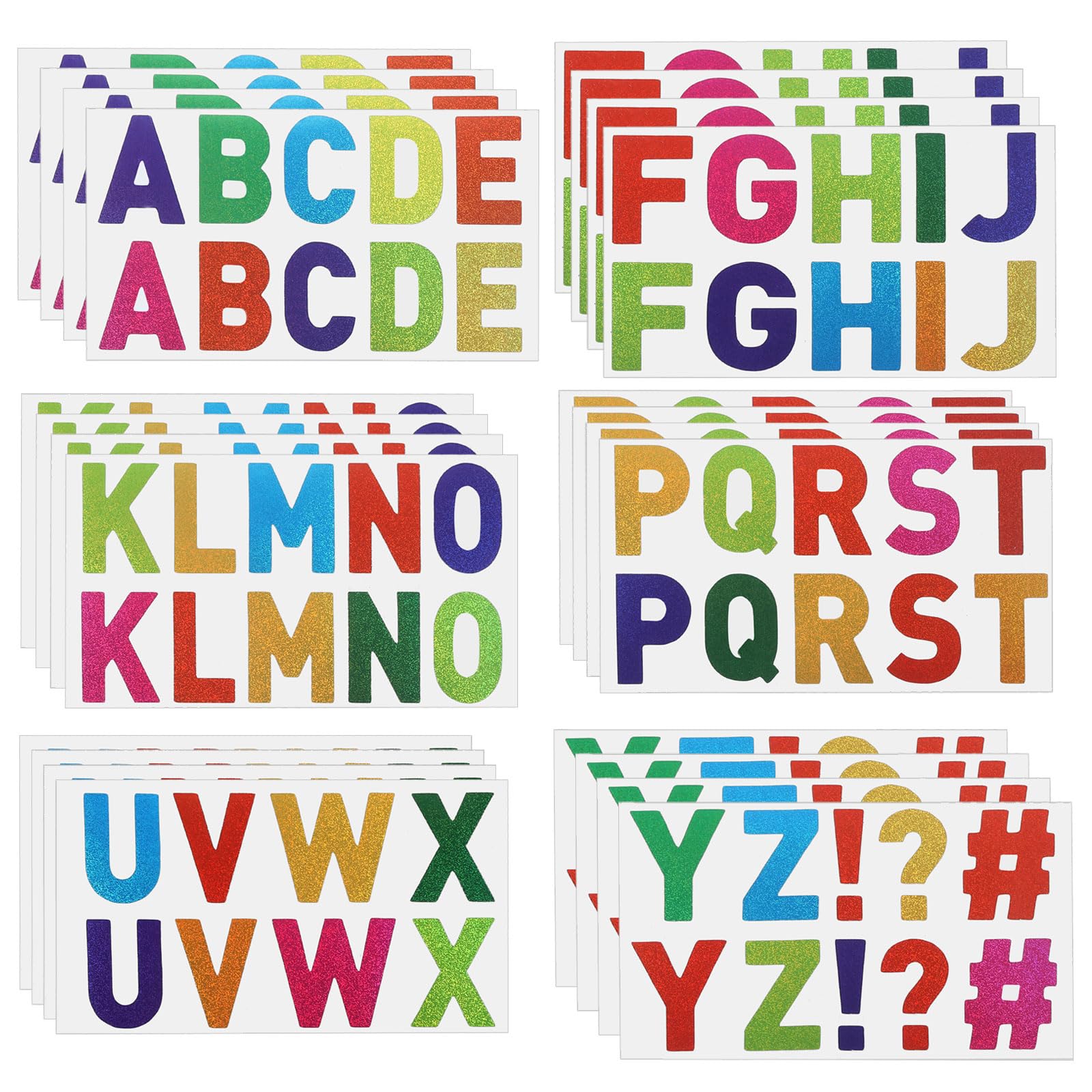 PATIKIL Letter Stickers 1 Inch, 240 Pcs/ 48 Sheets Self Adhesive Vinyl Large Alphabet Number Stickers for Arts DIY Crafts Home Mailbox Bulletin Classroom Decor, Flash Colorful