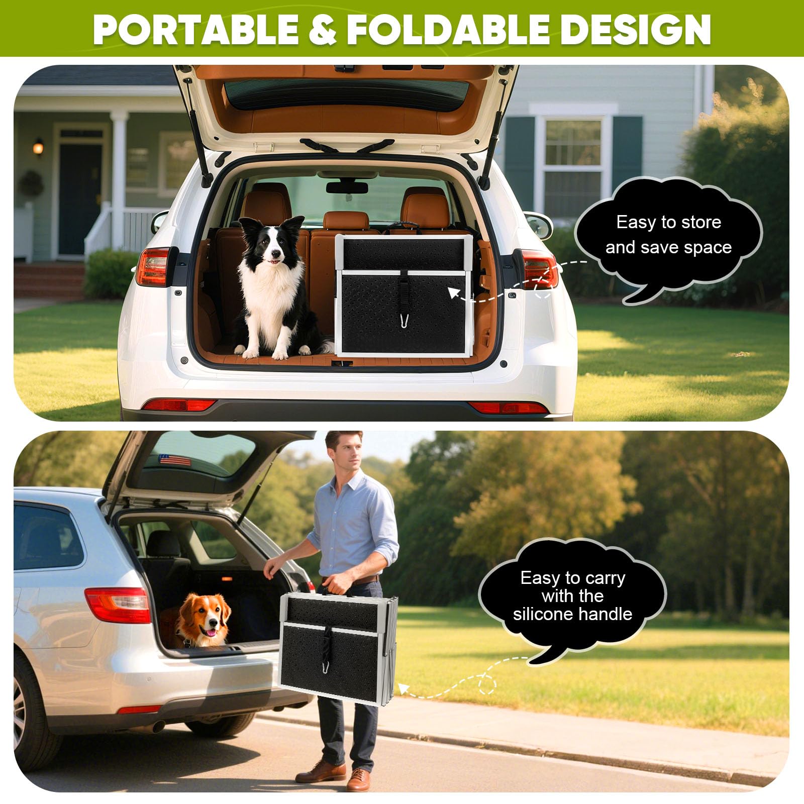 Extra Wide Dog Stairs for Large Dogs, Foldable Dog Ramp for Car with Non Slip Surface, Portable Pet Steps for Cars, SUV, High Beds, Trucks, Supports up to 200 lbs (for The Trunk of The Car Only) - image 6
