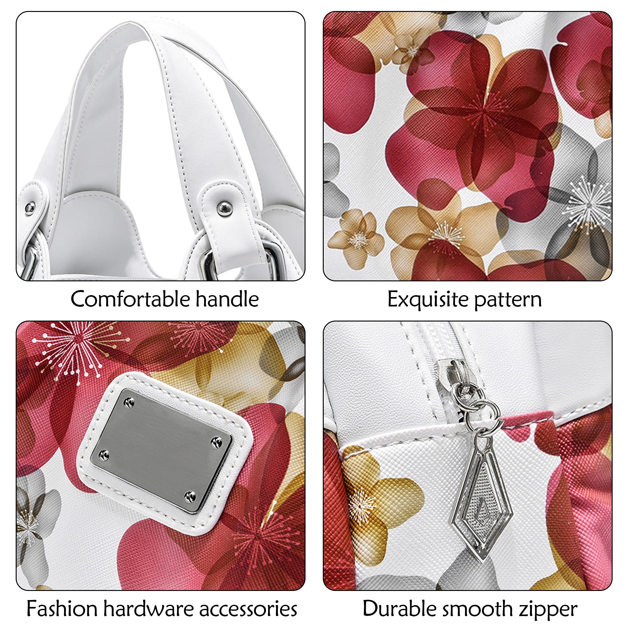 DIRRONA Moda Borse da Donna Borsa a Tracolla Casual Vacanza Signora Totalizzatore Viaggio Borsa da Spiaggia Impermeabile PU Pelle Borse a Mano Fiore