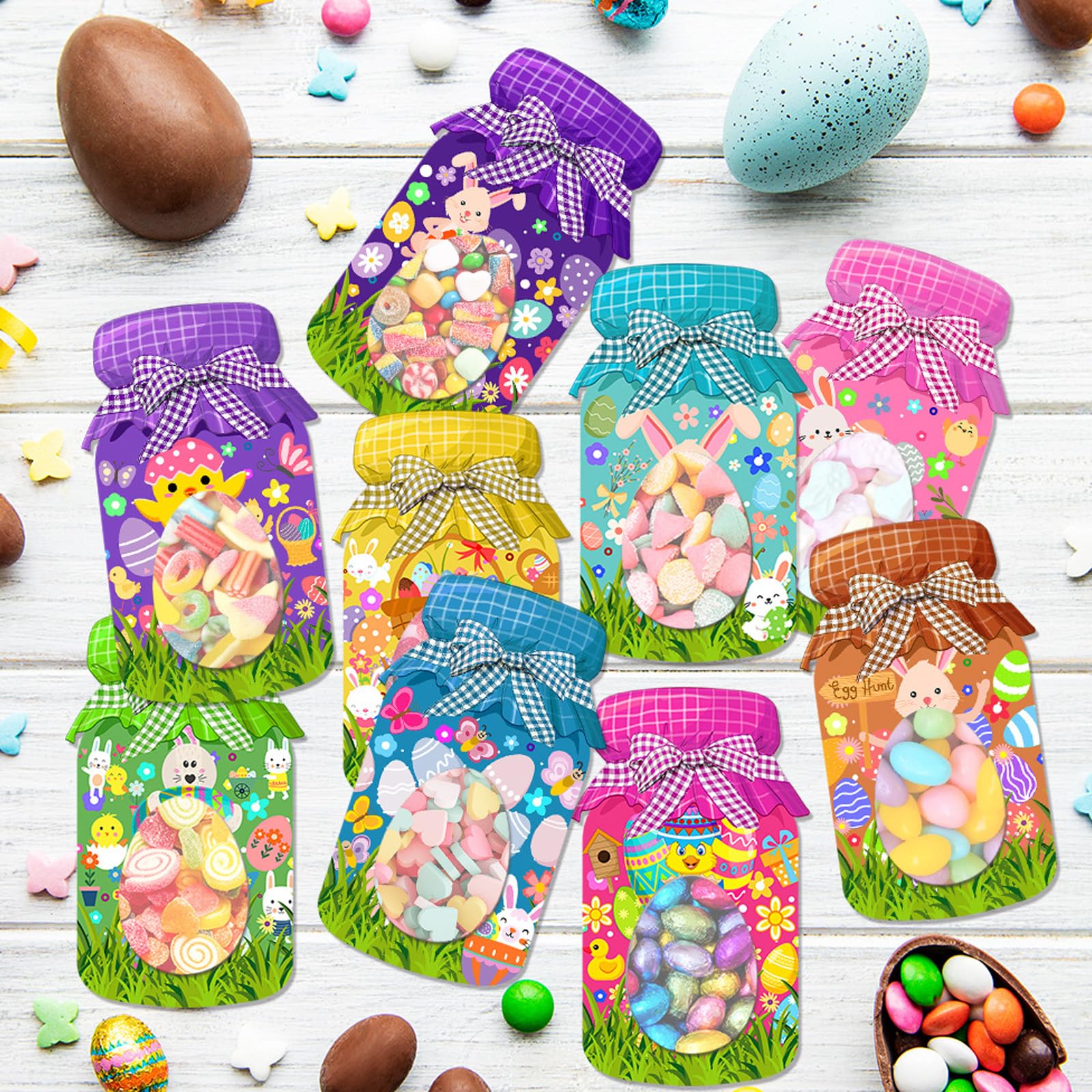 Süße DIY-Osterkarten Für Kids – 48 Stück Mit Durchsichtigen Tütchen & Kleber, Selbst Befüllbar