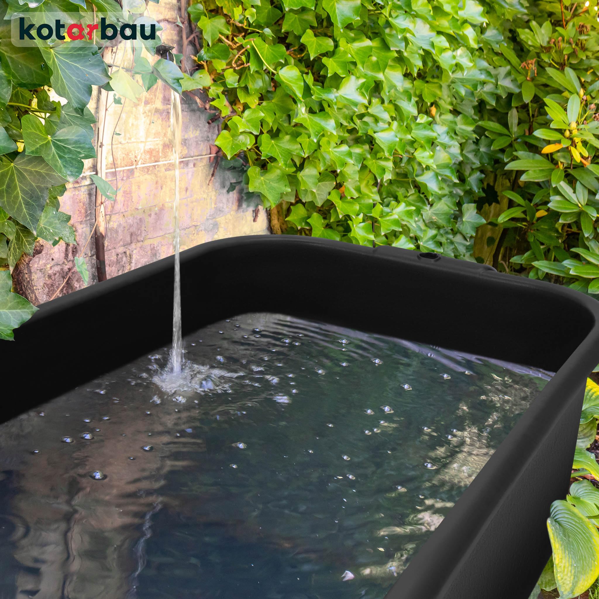 KOTARBAU® Cubo Rectangular para mortero, 55 L, Negro, Plástico Resistente, Depósito, Barreño, Tanque, Contenedor de Agua para riego, Cubo de construcción para Mezclar Cemento, Recipiente Universal