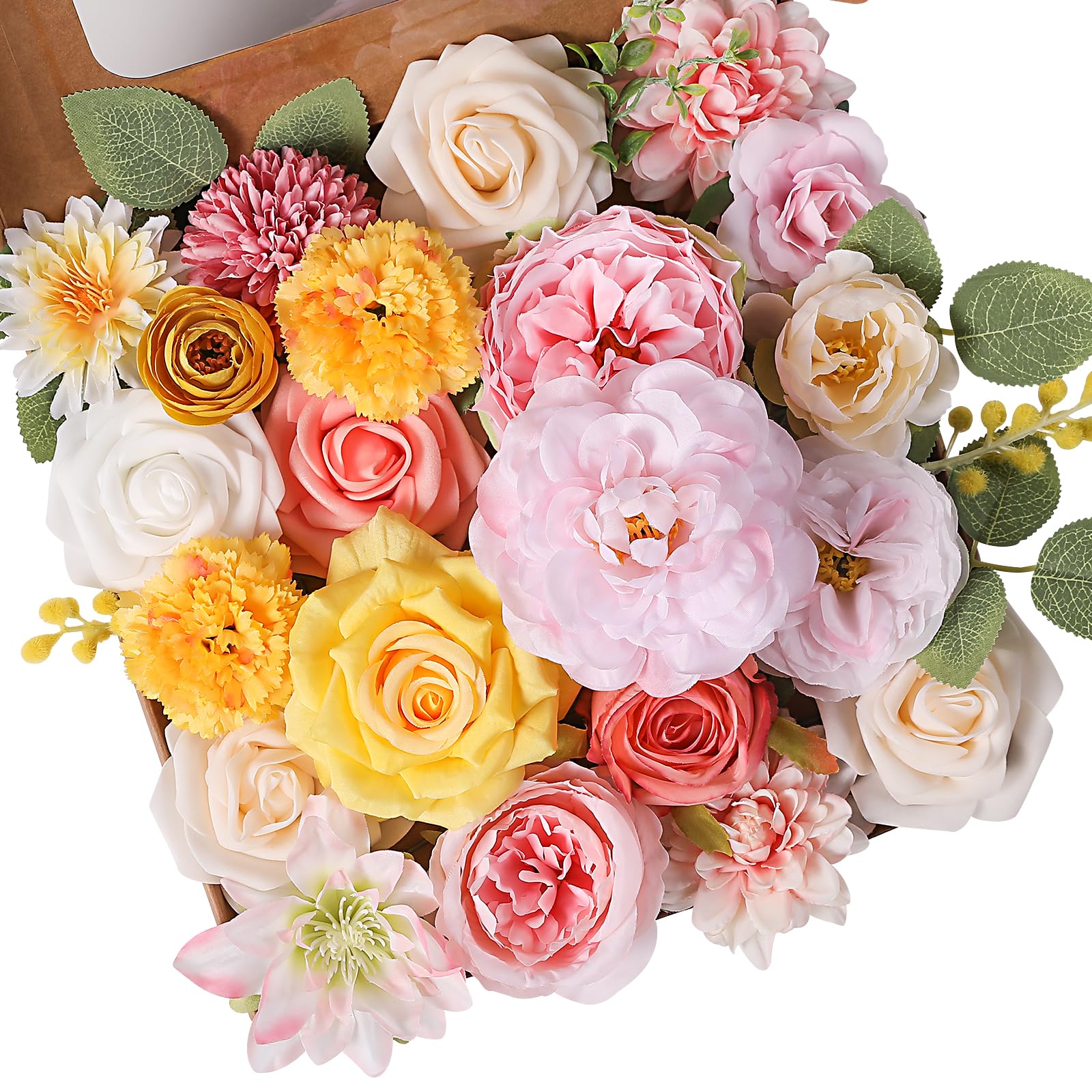 Garisey Artificial Flowers Combo Pink Yellow