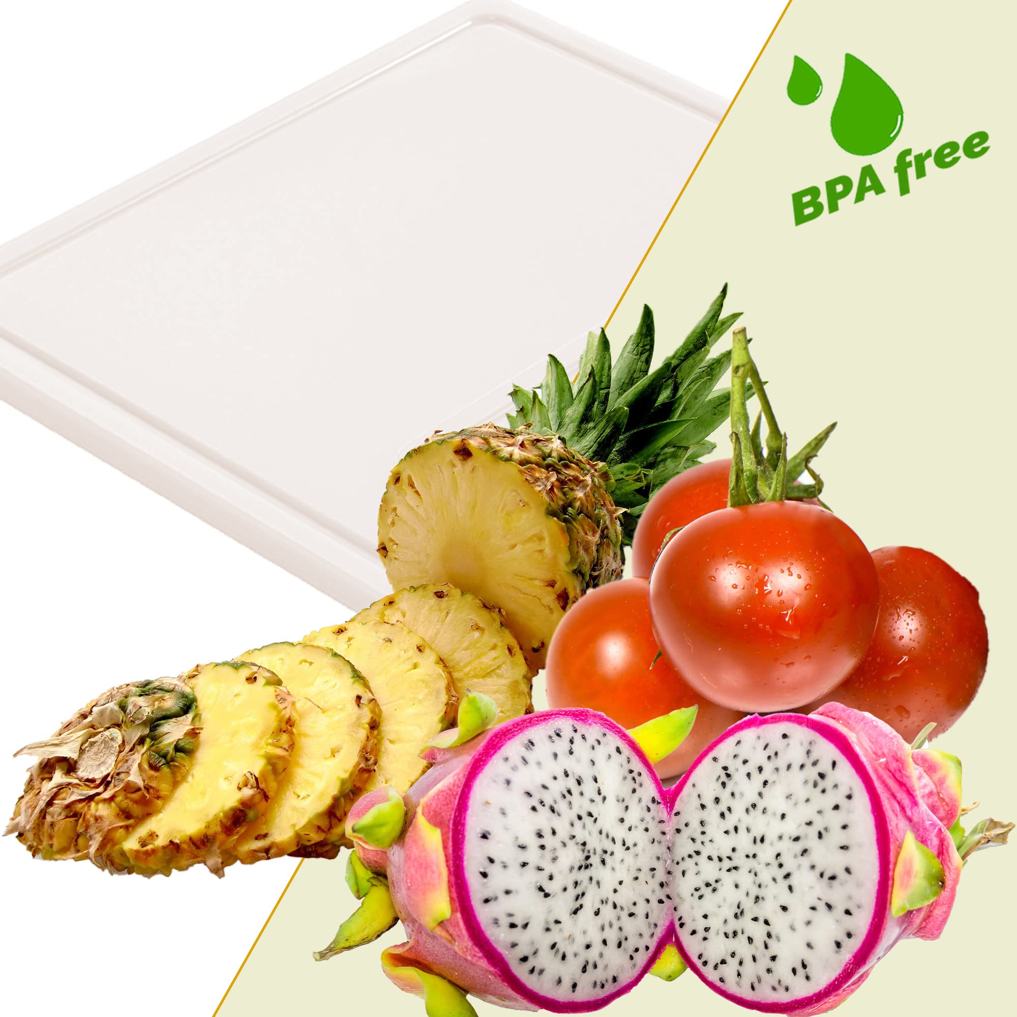 Kerafactum Tabla de cortar, tabla de cocina, extra gruesa, antideslizante, de doble cara, con canaleta, conformidad, 53 cm, plástico sin BPA, marrón