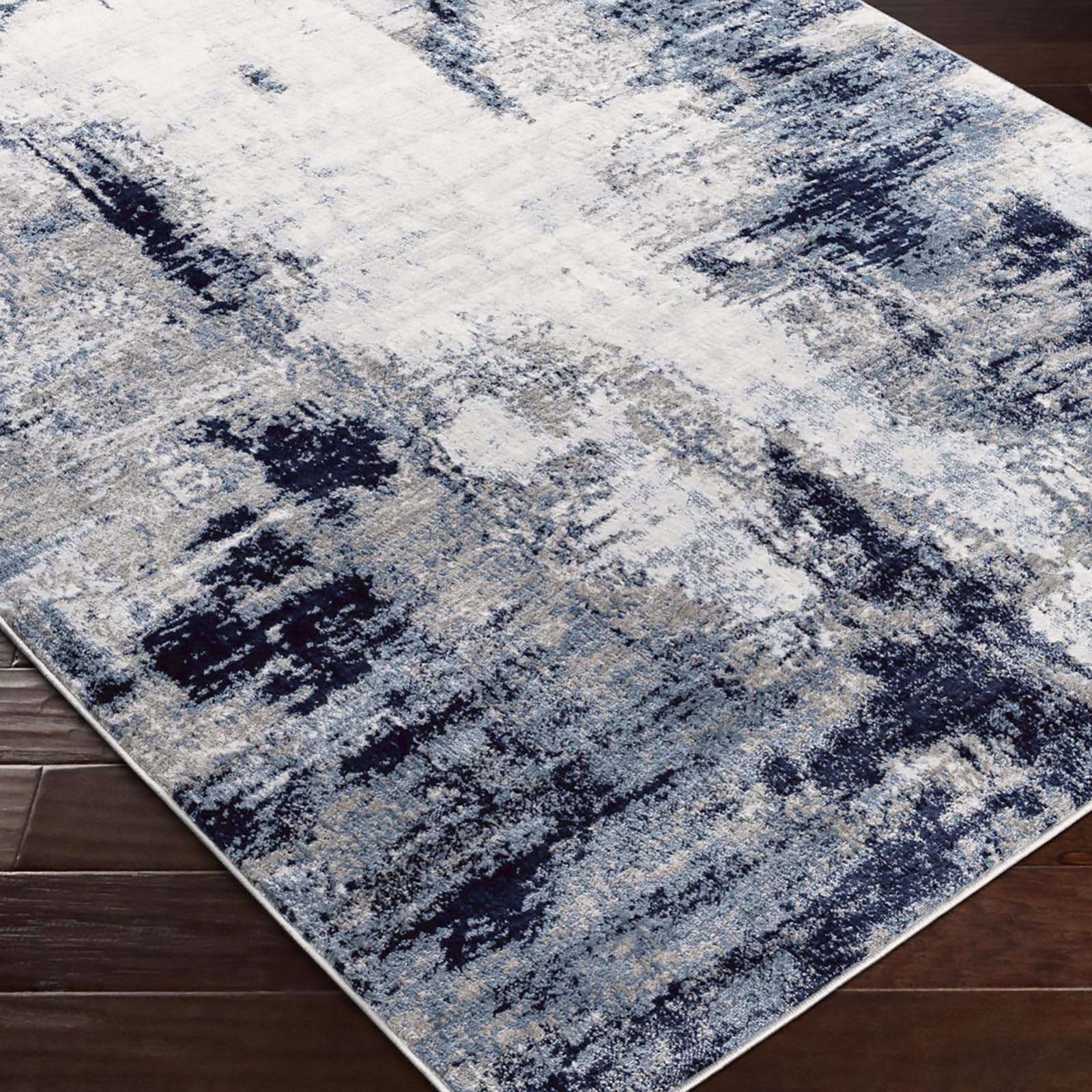 Livabliss Giulia Astratto Rectangle Tappeto | Azzurro cielo, Azzurro inchiostro, Carbone | 120x170cm | Soggiorno e Camera da Letto | Tessuto a Macchina Poliestere