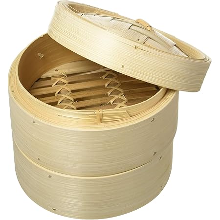 Vogue K302 Bamboo Steamer 6In Cooking Cooker Kitchen Utensil Vegetables Pancake, Beige