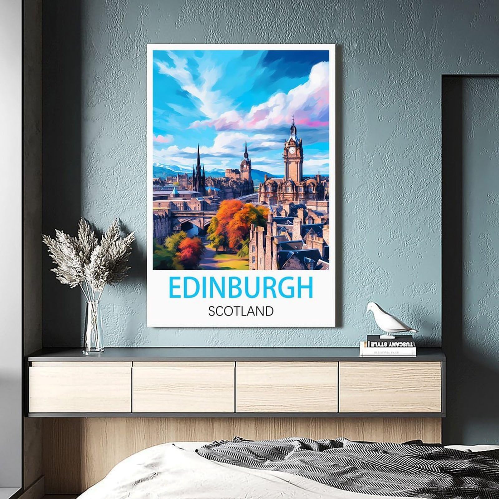 IPuzou Affiche Voyage Vintage Édimbourg Écosse Sur Toile 30x45cm - Décoration Murale Salon