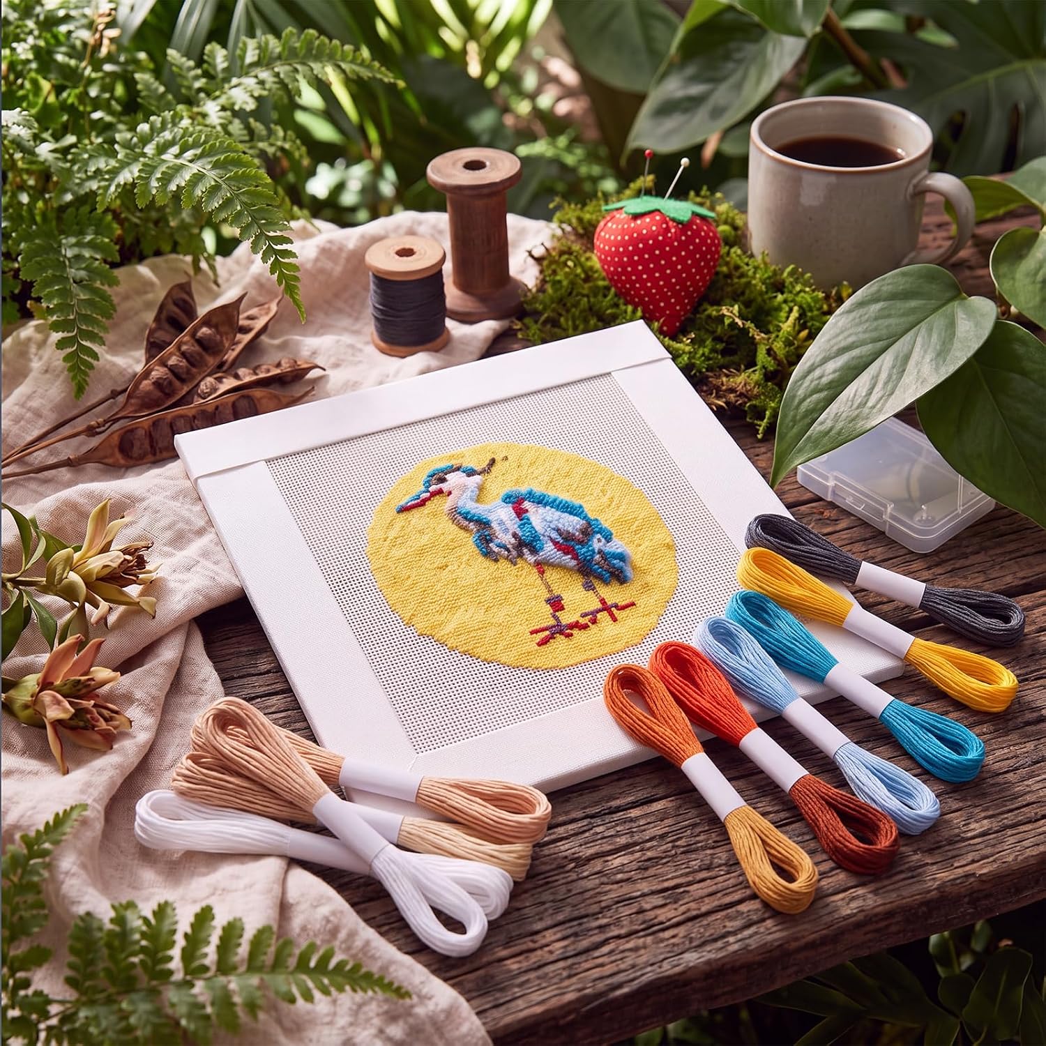 XunYee 18 Pcs Heron 18 Mesh Needlepoint Canvas Kit for Beginner