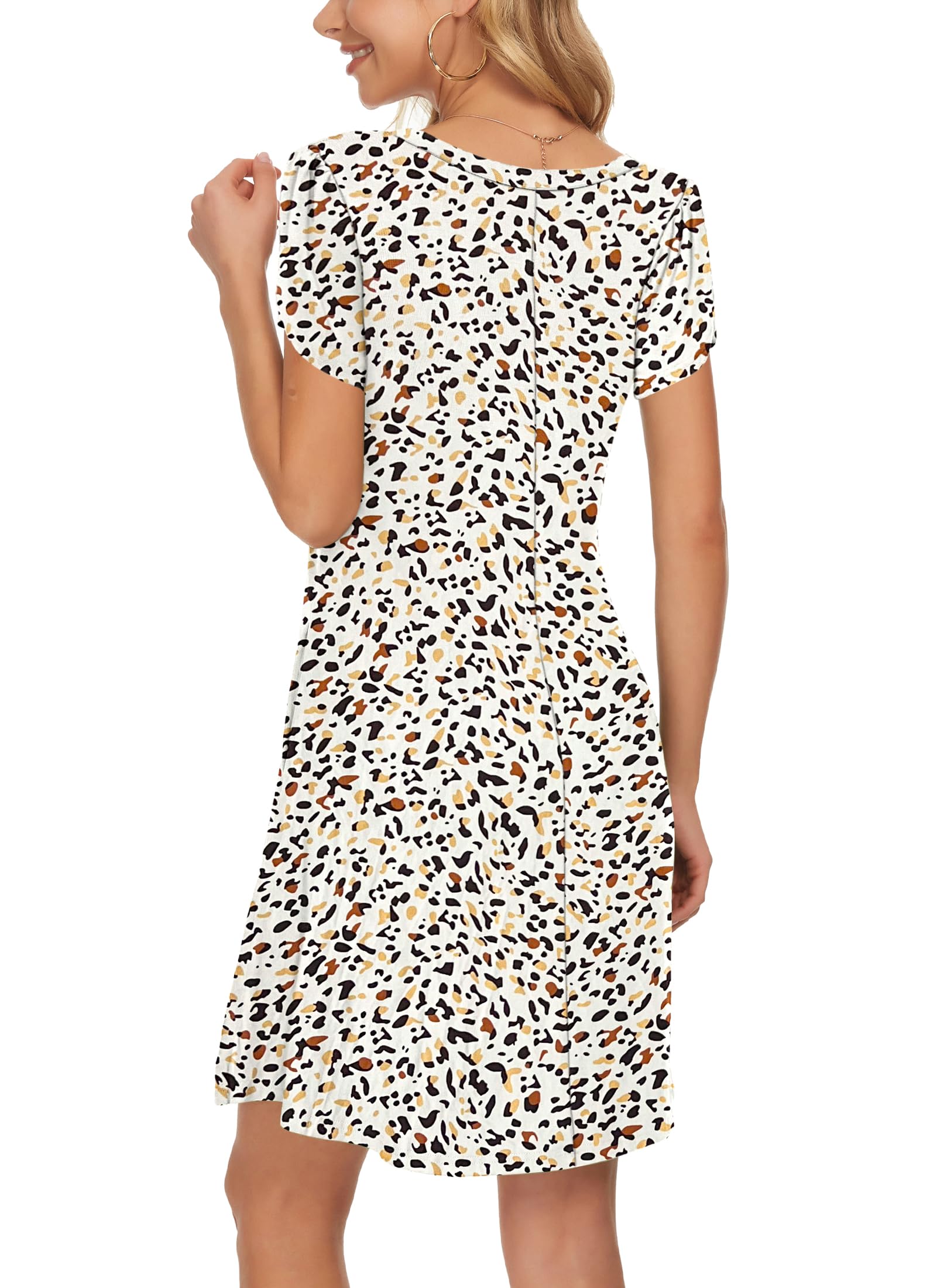 PLOKNRD Robe D'été Femme Manches Pétales T Shirt Robe A-Line Casual Robe col Rond Décontractée Chic et Elegant Robes