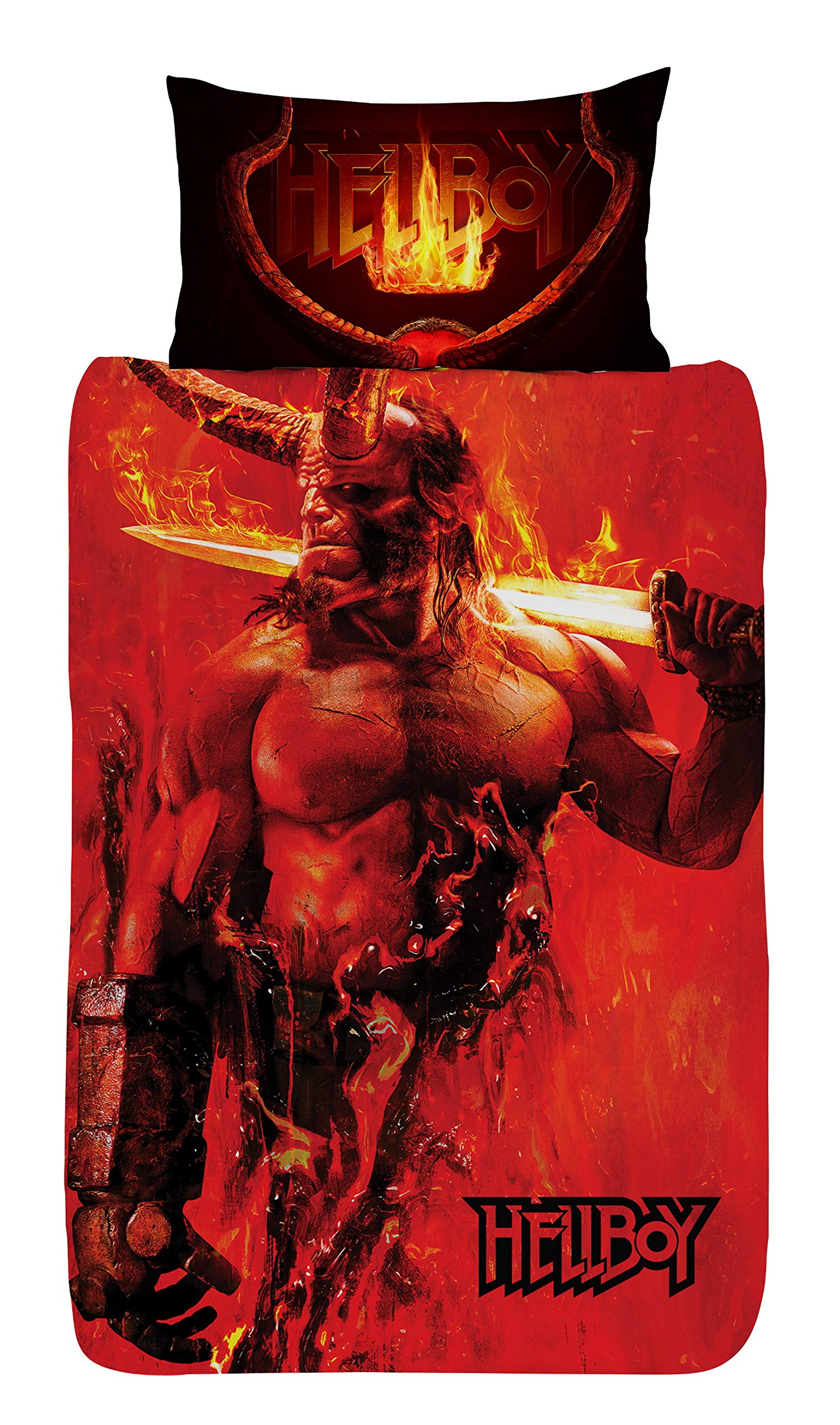 Hellboy Official Legendary Af' Single/Double Duvet Cover Reversible Bedding Set (Single Duvet Cover)