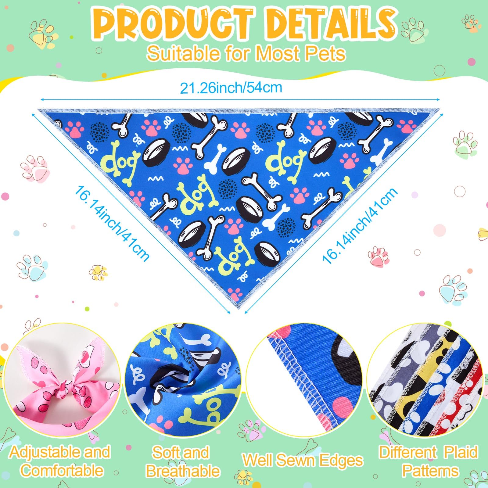 Hundehalstuch, Halstuch, für Frühling, Sommer, Hawaii, Haustierparty, Halstuch, verstellbar, dreieckig, für kleine und mittelgroße Hunde, Katzenkostüm, Zubehör, Outfit (Hundepfote), 200 Stück
