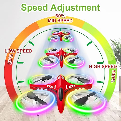 Miniatura 14 de Dwi Dowellin Mini dron de 4.9 pulgadas para niños, luces LED a prueba de golpes, con una tecla, despegue, aterrizaje, control remoto, pequeños Negro