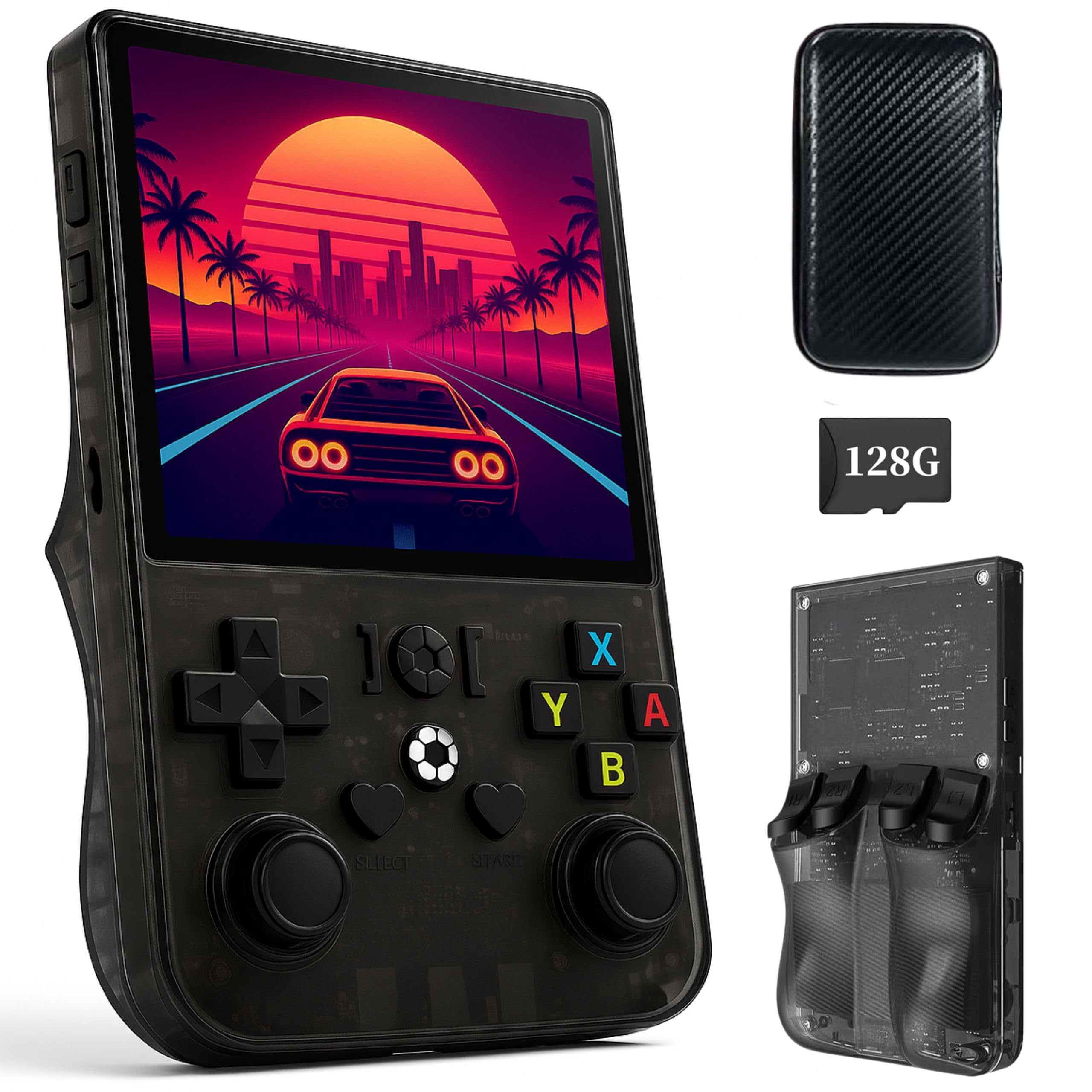 Genzo Consola Portatil Retro R36 Pro 2026 con más de 22.000 Juegos y 128 GB - 30 Emuladores -Pantalla HD IPS de 3.5' - Bateria 4000mah - Funda Regalo