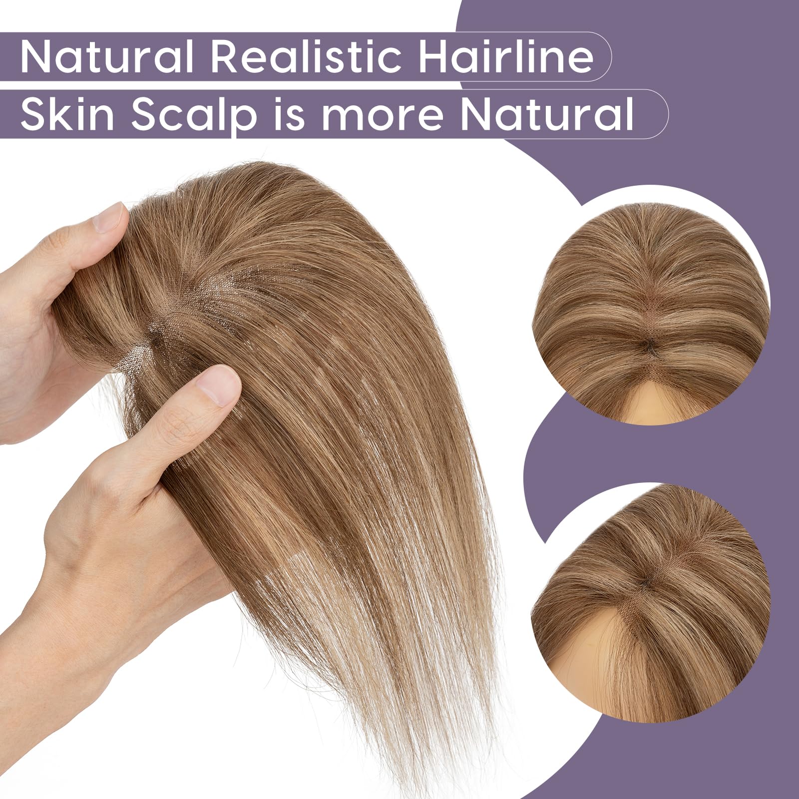 S-noilite Hair Toppers for Women Human Hair 8x11cm - Image 3