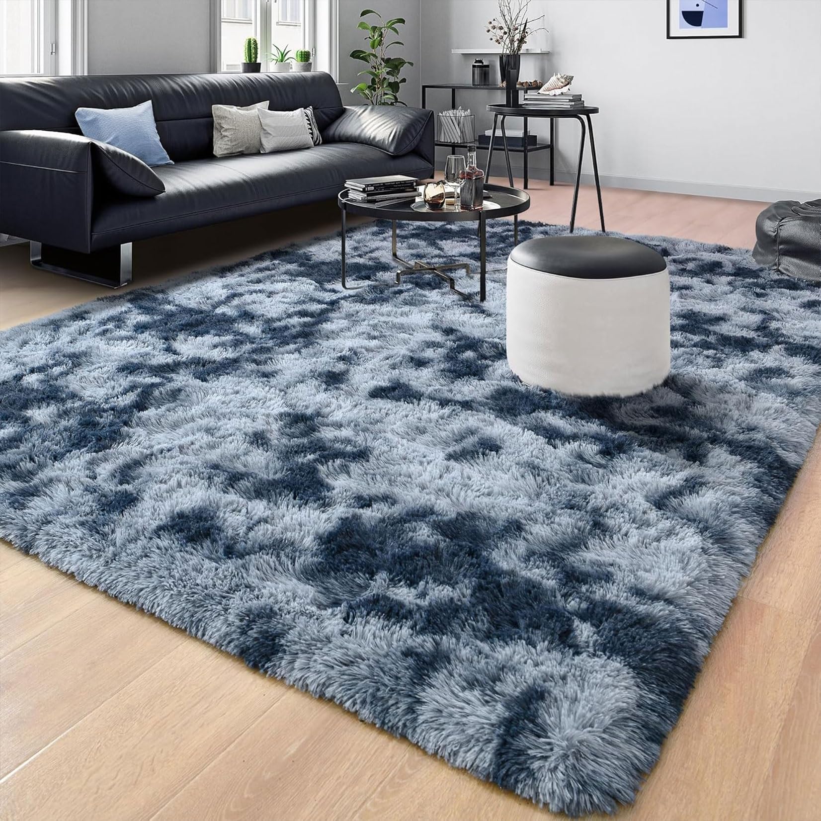 Tapis de sol grand et antidérapant avec de longs poils doux pour salon moderne