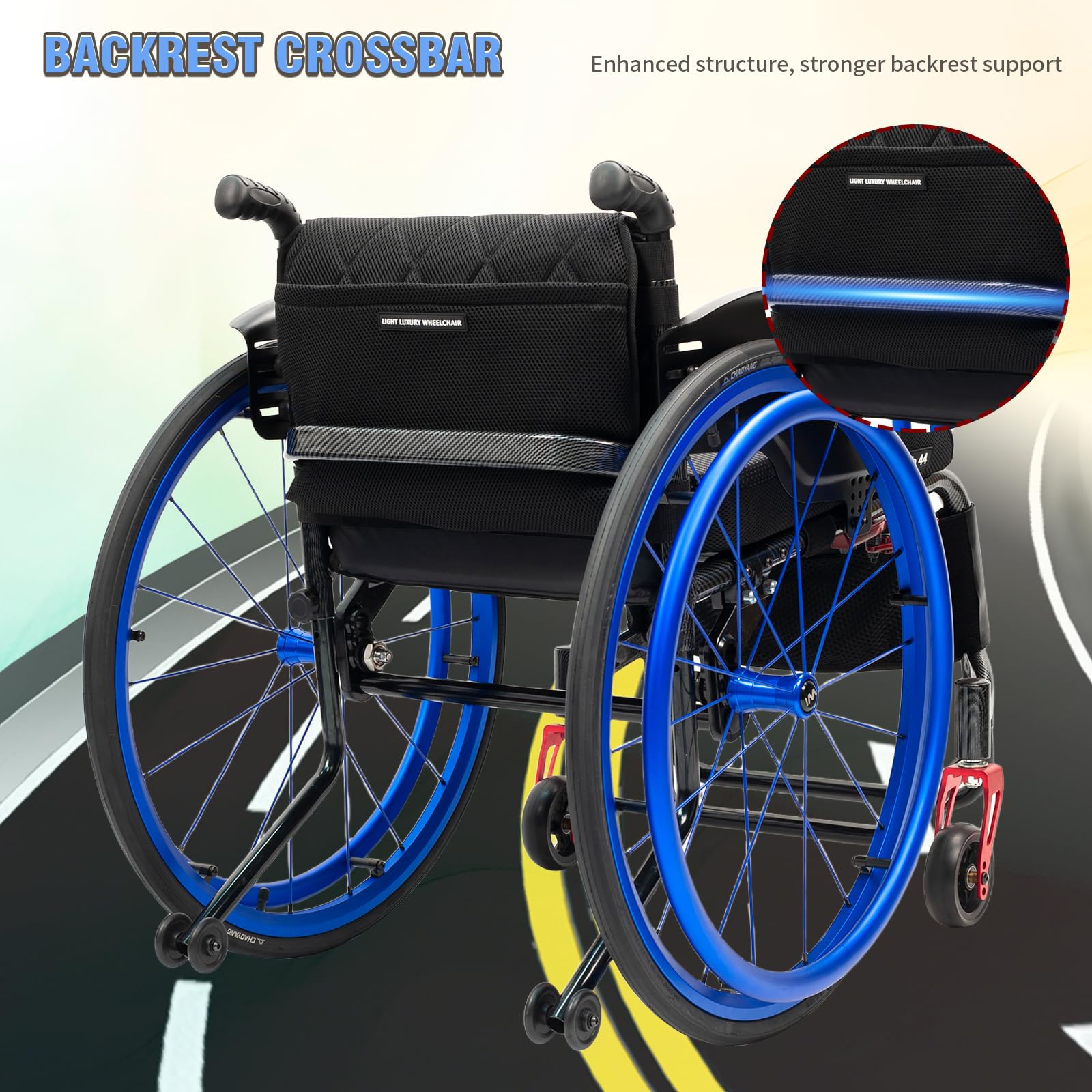 Sedia a rotelle,di transito,Alluminio,Leggera,Ruote Estraibili con Un Solo Pulsante,Robusta,Sedia a Rotelle Leggera Transito per Disabili ed Anziani(17.3in Seat Width,Blue)