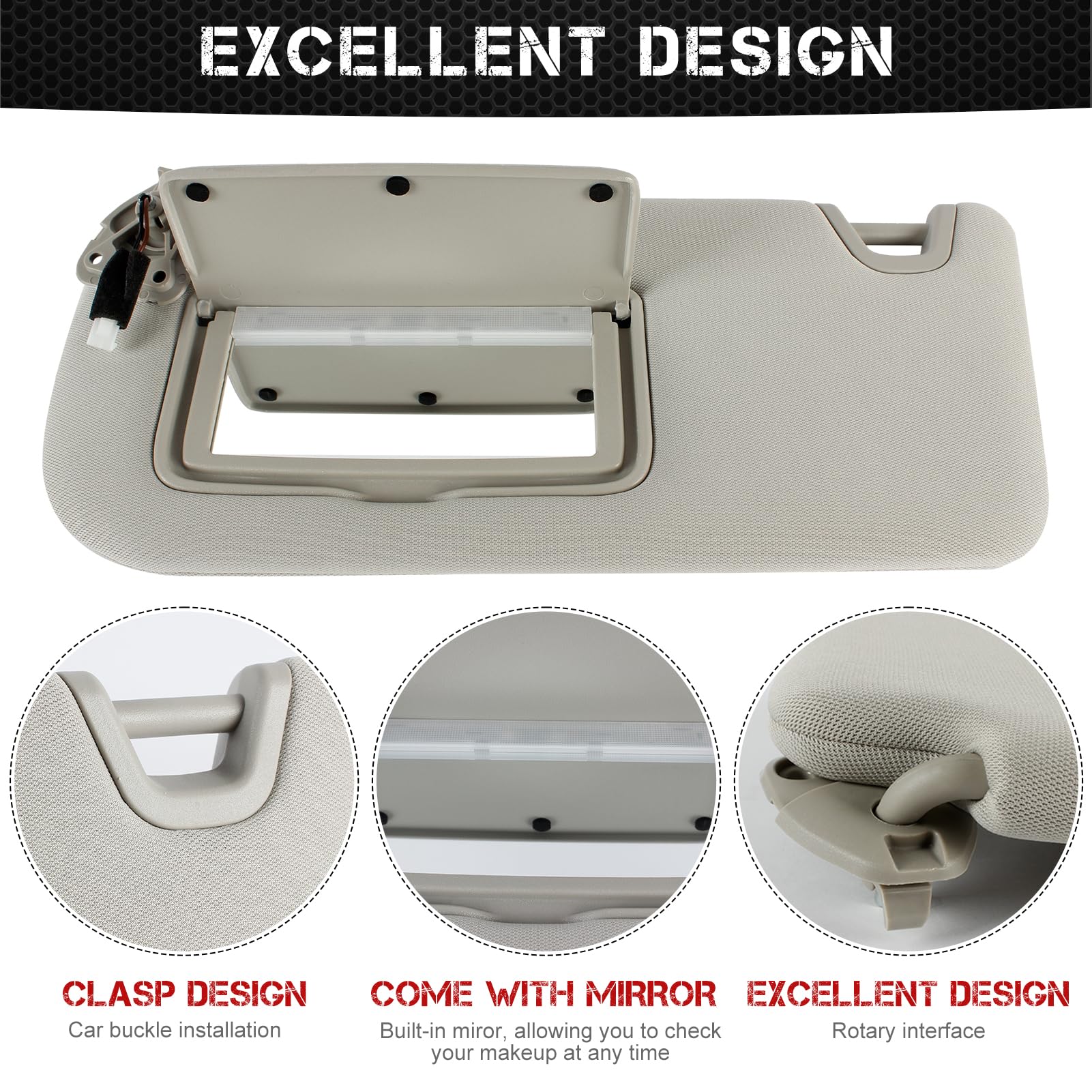 PEVAST Right Side Sun Visor Replacement For Nissan Altima 2019-2024 (Beige) - OEM Fit, Built-in Mirror, Easy Snap-On
