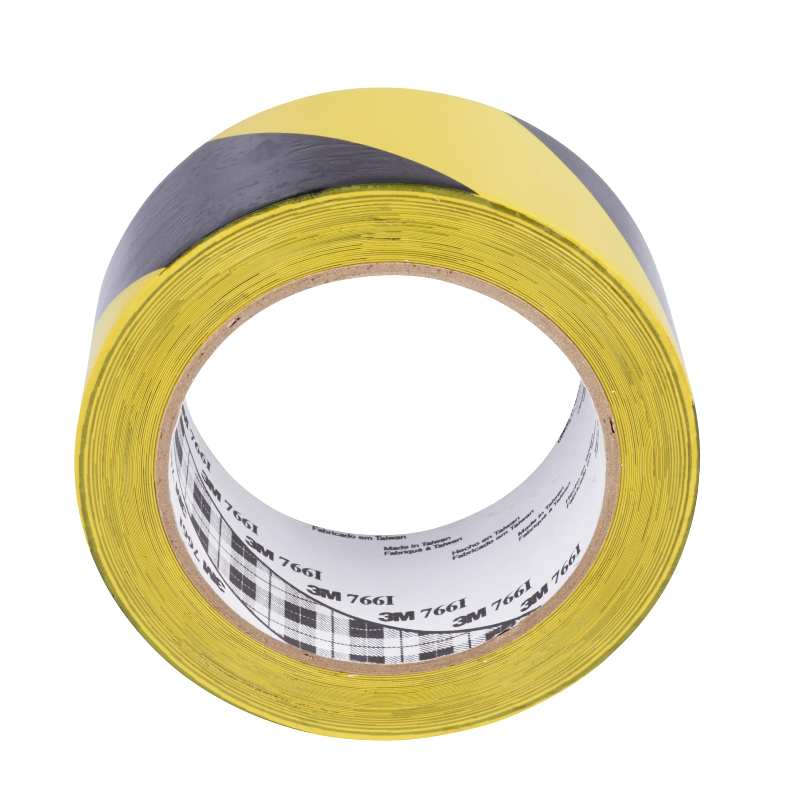 3M Gefahren-Markierungs-Klebeband 766i, Gestreiftes Warnband zur Boden- und Sicherheitsmarkierung mit PVC-Träger in Schwarz-Gelb, 50mm x 30m, 0,13mm