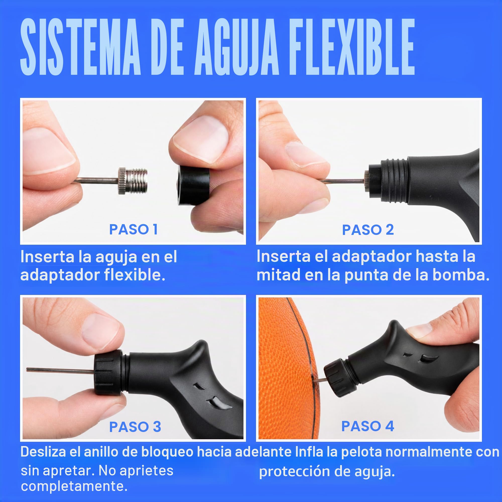 Bomba para Balones SPORTBIT con 5 Agujas – Inflado Push & Pull