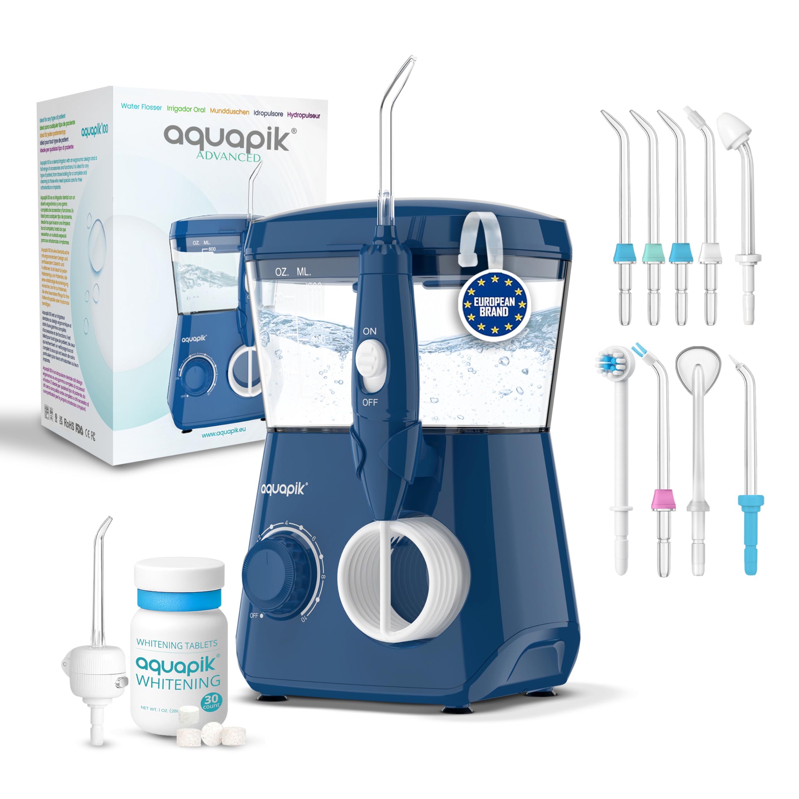 Boston Tech Aquapik Advanced, hydropulseur buccal, 10 niveaux, 8 buses