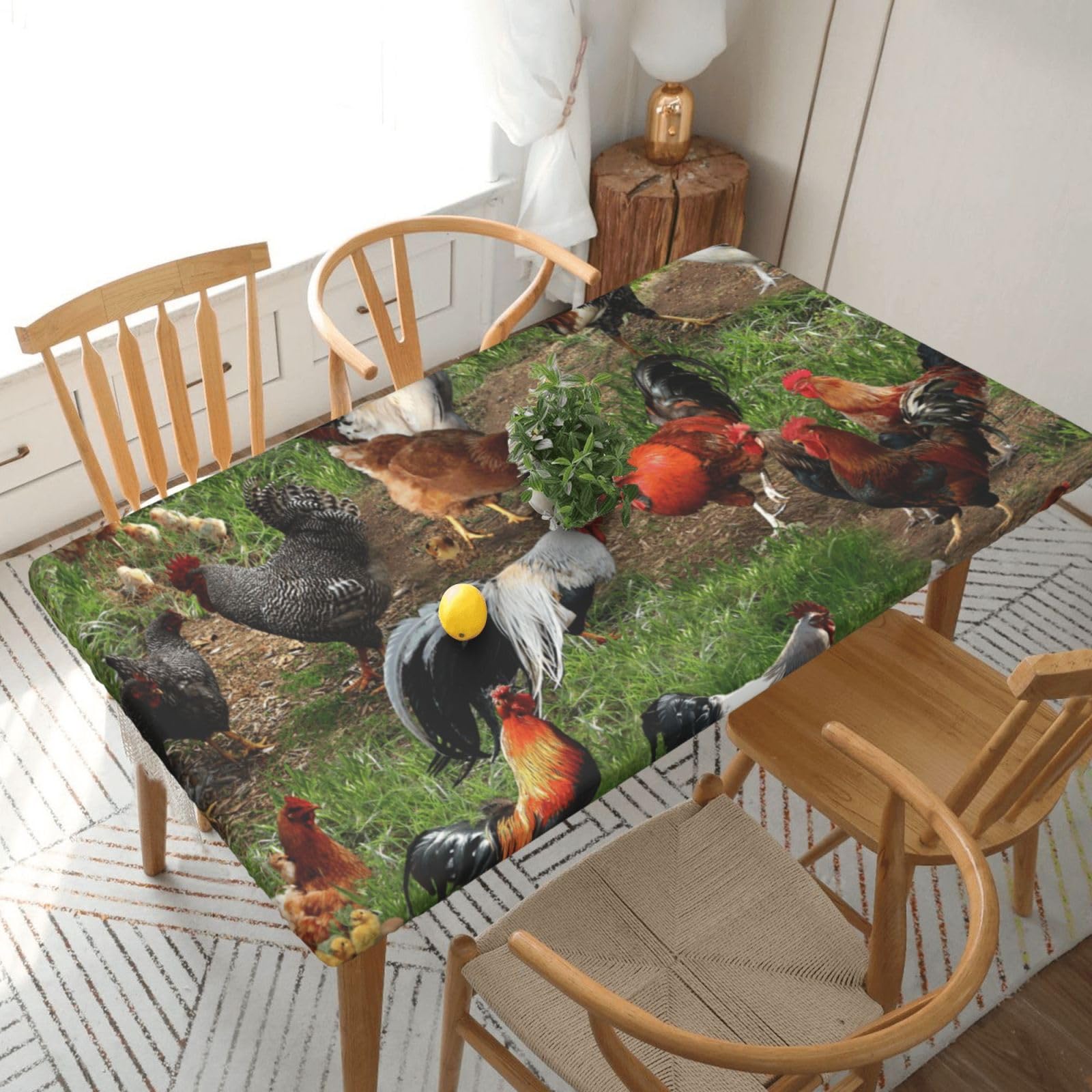 BNVSADC Farm animal Printed 5FT Tablecloth Polyester Kitchen Water Resistant Table Cloth Dining Table Decoration Table Covers, 152x76 CM