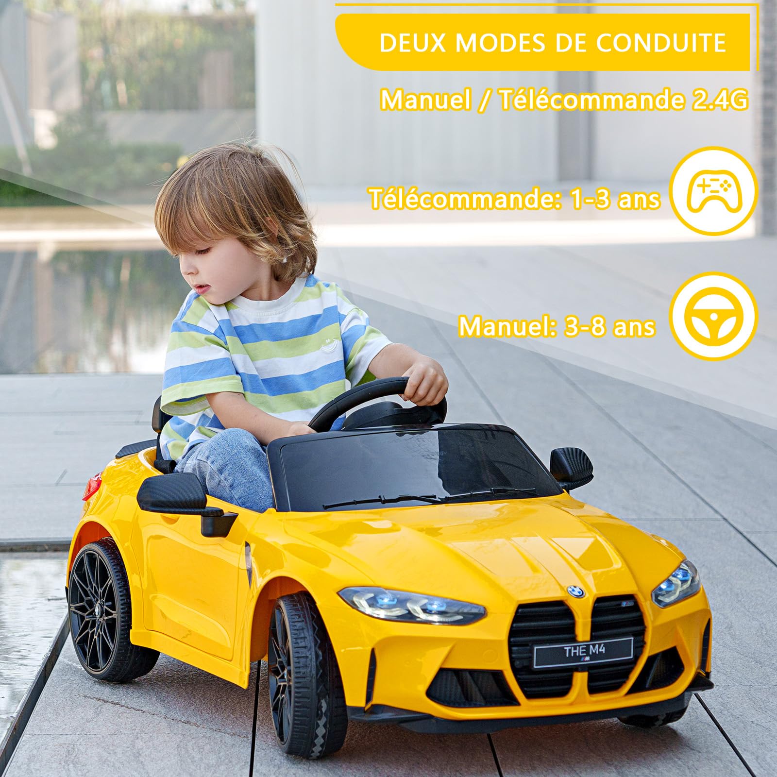 Litake Kinder Elektroauto 12V Mit Fernbedienung Doppeltüren Sicherheitsgurt, LED Licht, Musik Elektrisches Kinderfahrzeug Batteriebetrieben Für Kinder 3-8 Jahre