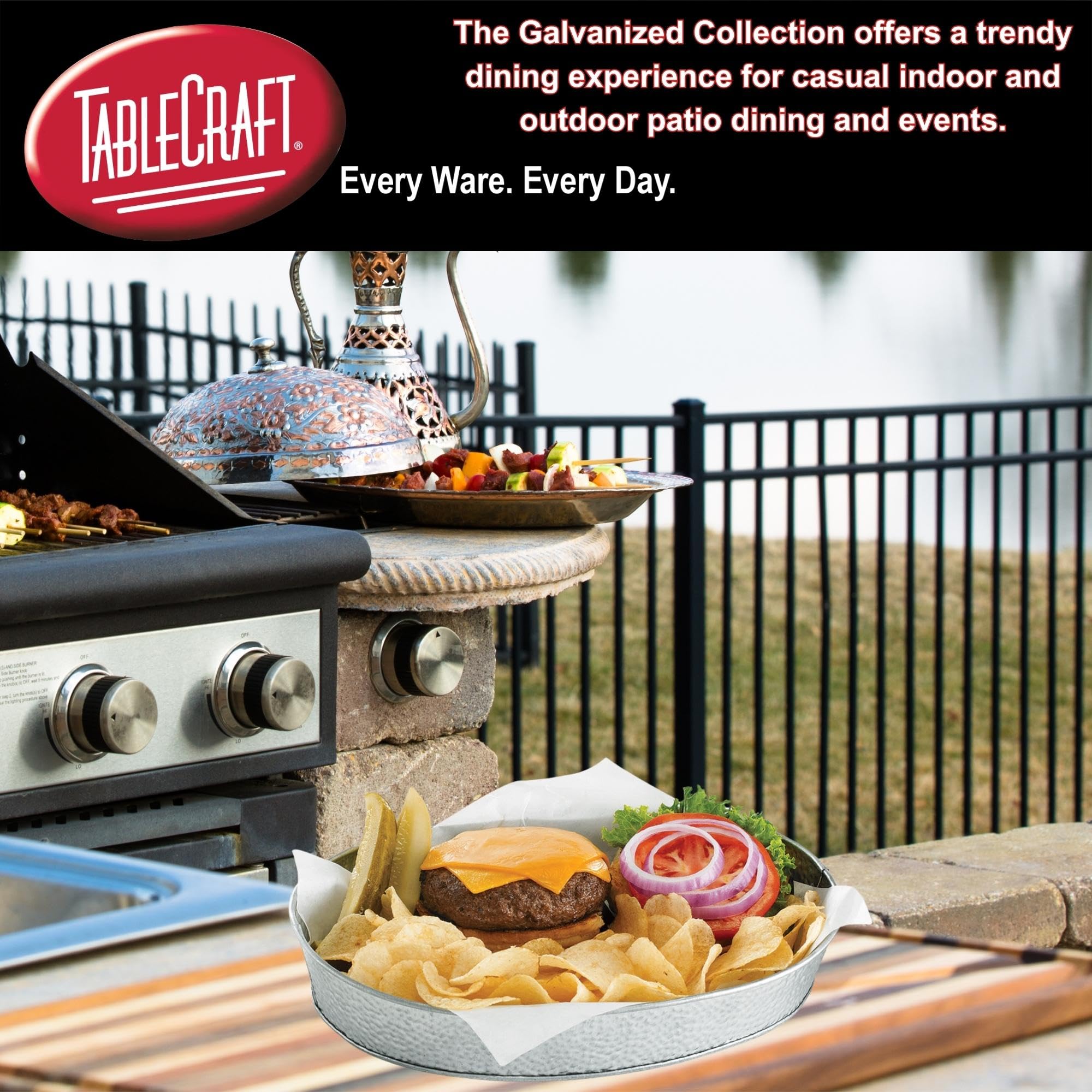 Tablecraft Products GP129 - Plato ovalado, galvanizado, 30,5 x 9 cm