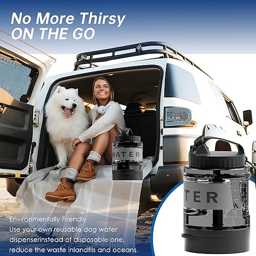 Miniatura 7 de Botella de agua portátil para perros de 77 onzas, artículos esenciales para acampar, botella de viaje grande con cuenco extraíble, accesorios de