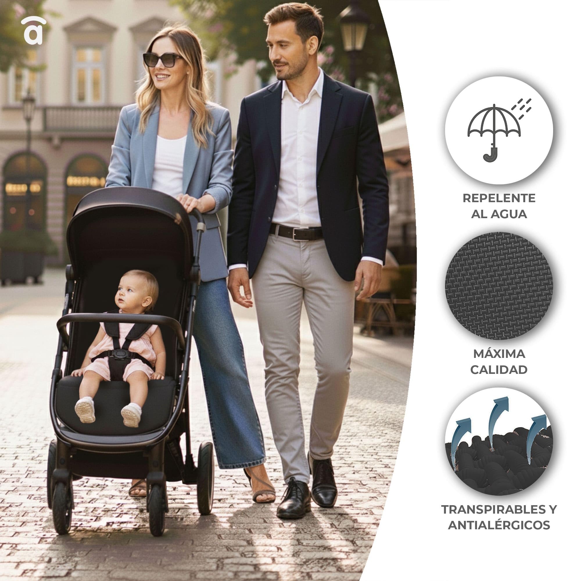 Asalvo KIBU Silla de Paseo, Carrito bebé, Carro para bebés, Confortable, Ultraligera, Segura, Capota con Ventana y Freno Trasero, Manejable, Plegado compacto, Carga Máxima 24 kg, Negro