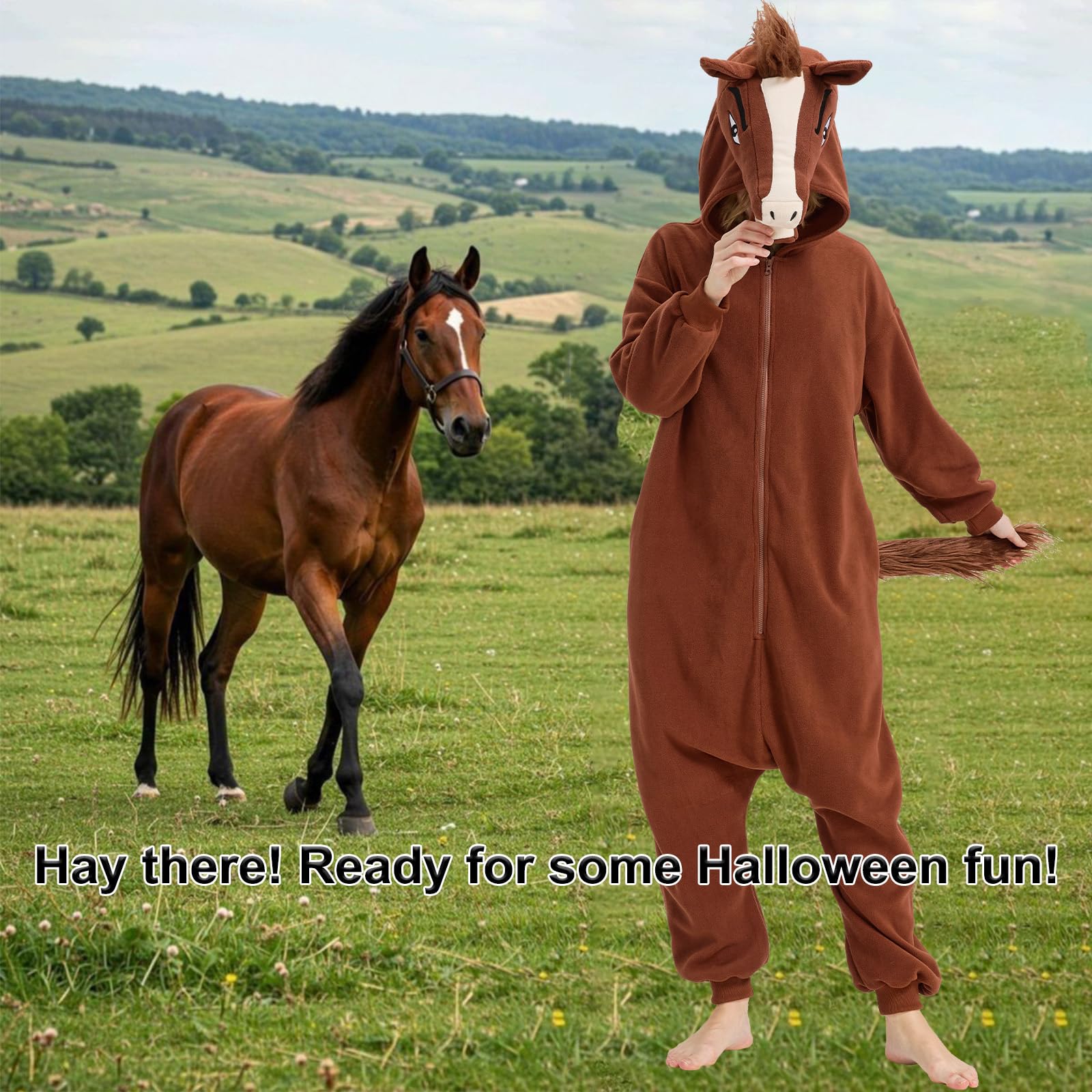 Pigiama intero per adulti, costume da cavallo, per Halloween, cosplay, abbigliamento per la casa