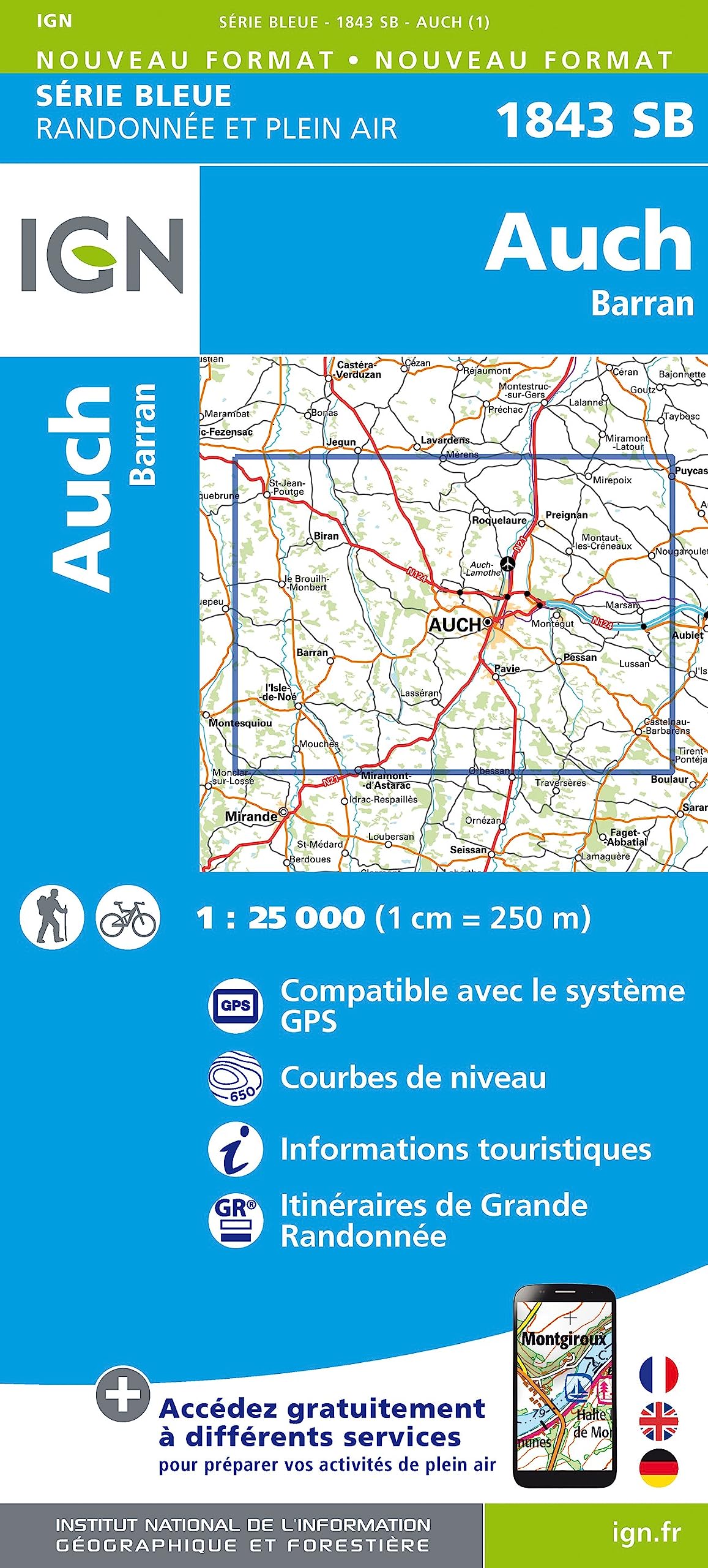 France 1:25K map 1843SB - Auch / Barran map